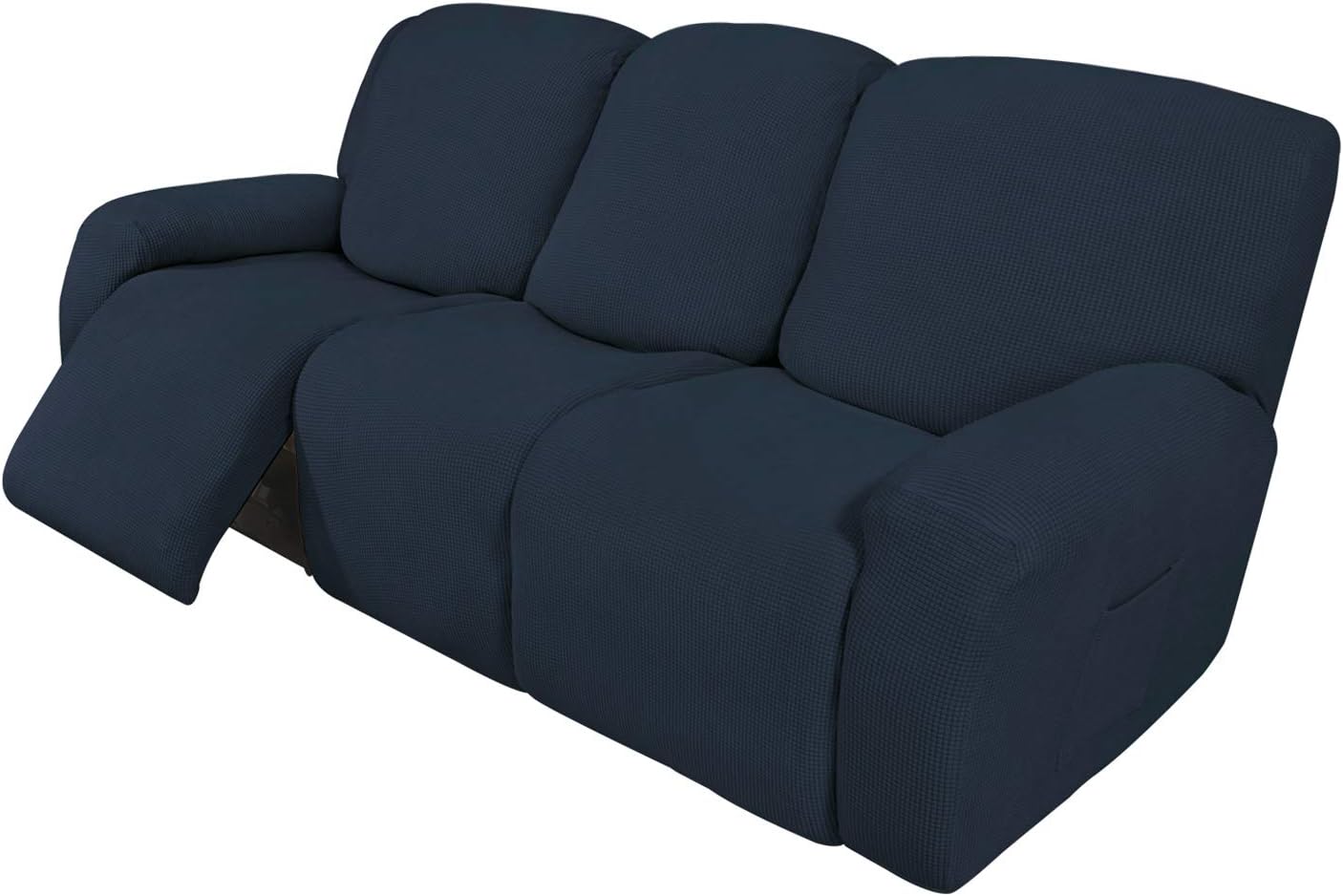 Recliner Stretch Sofa Slipcover Sofa Cover 4-Pieces Furniture Protector Couch Soft with Elastic Bottom Spandex Jacquard Fabric Small Checks(Large,Black)