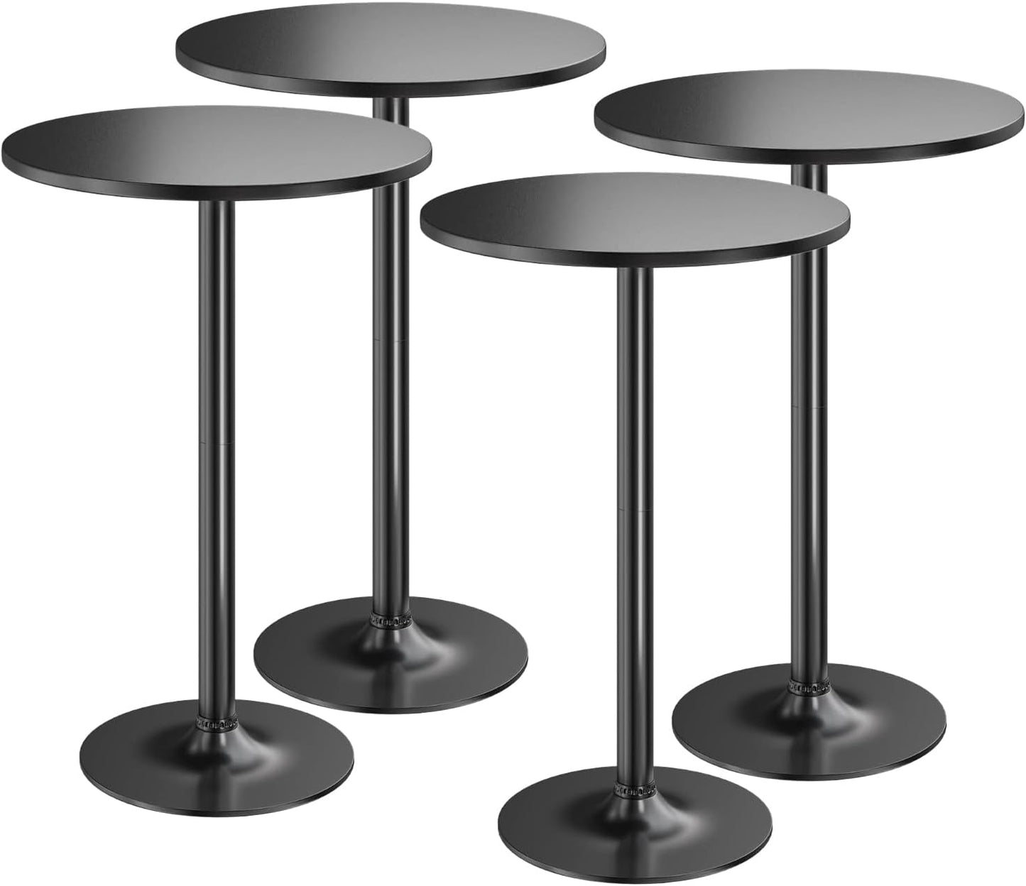 Pub Table Round Bar Height Cocktail Table Metal Base MDF Top Obsidian Table 23.8-Inch Top, 39.5-Inch Height (Black, 1-Pack)