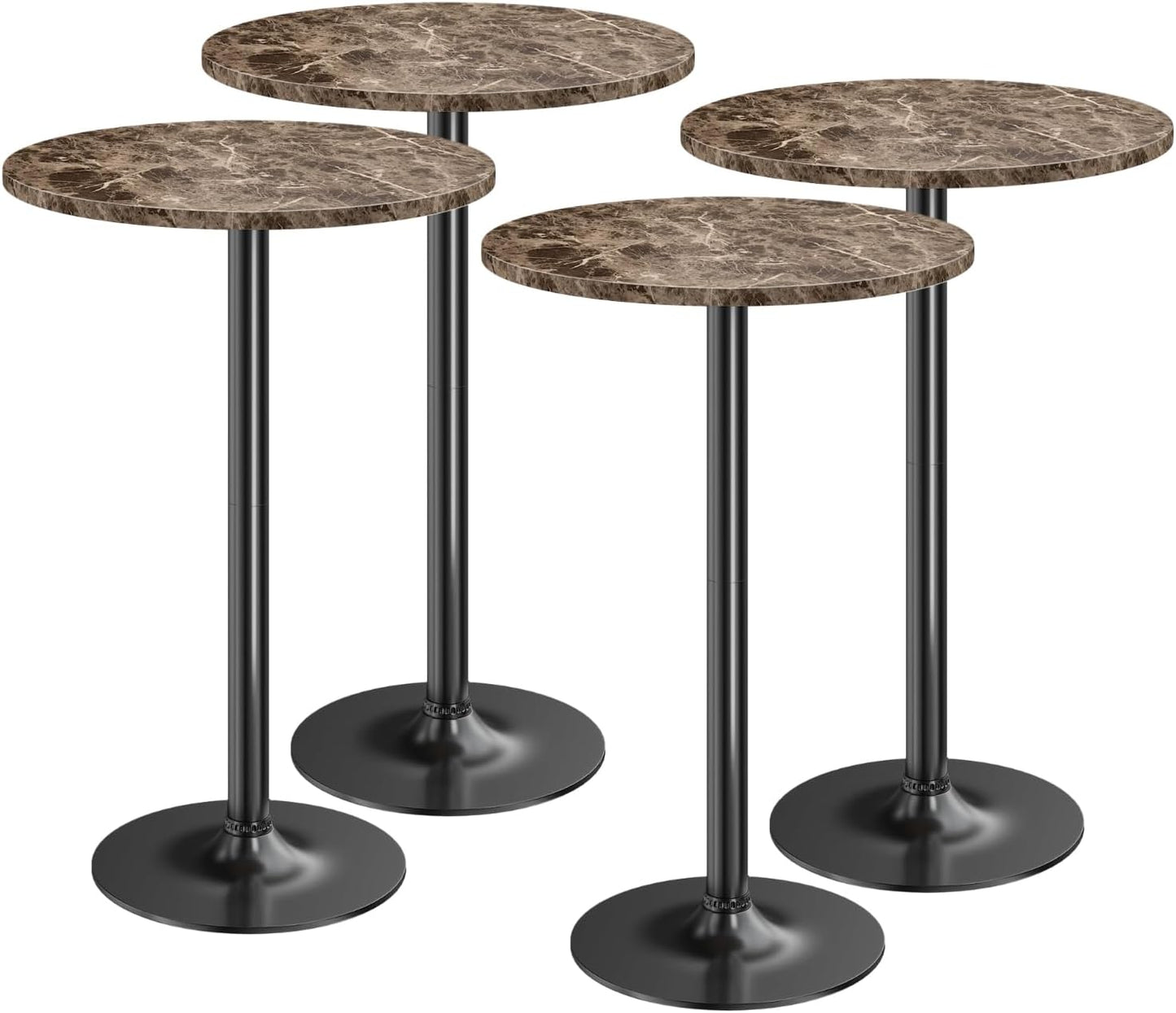 Pub Table Round Bar Height Cocktail Table Metal Base MDF Top Obsidian Table 23.8-Inch Top, 39.5-Inch Height (Black, 1-Pack)