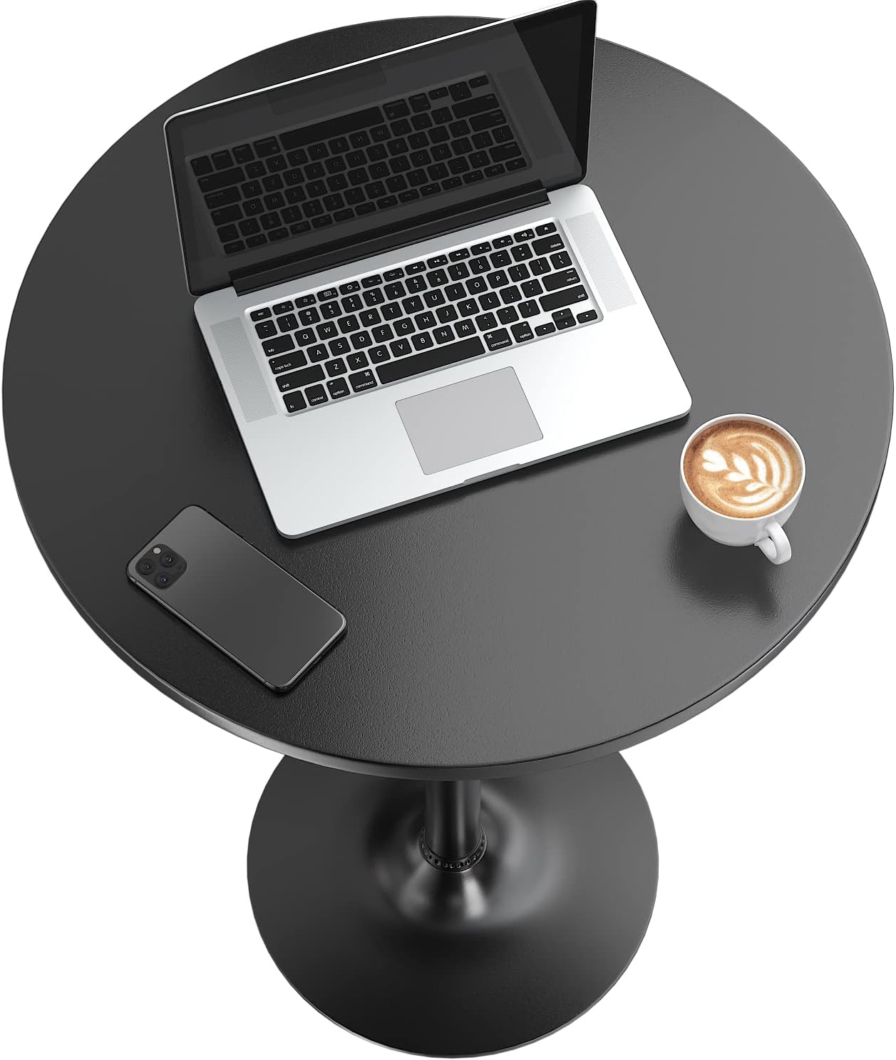 Pub Table Round Bar Height Cocktail Table Metal Base MDF Top Obsidian Table 23.8-Inch Top, 39.5-Inch Height (Black, 1-Pack)