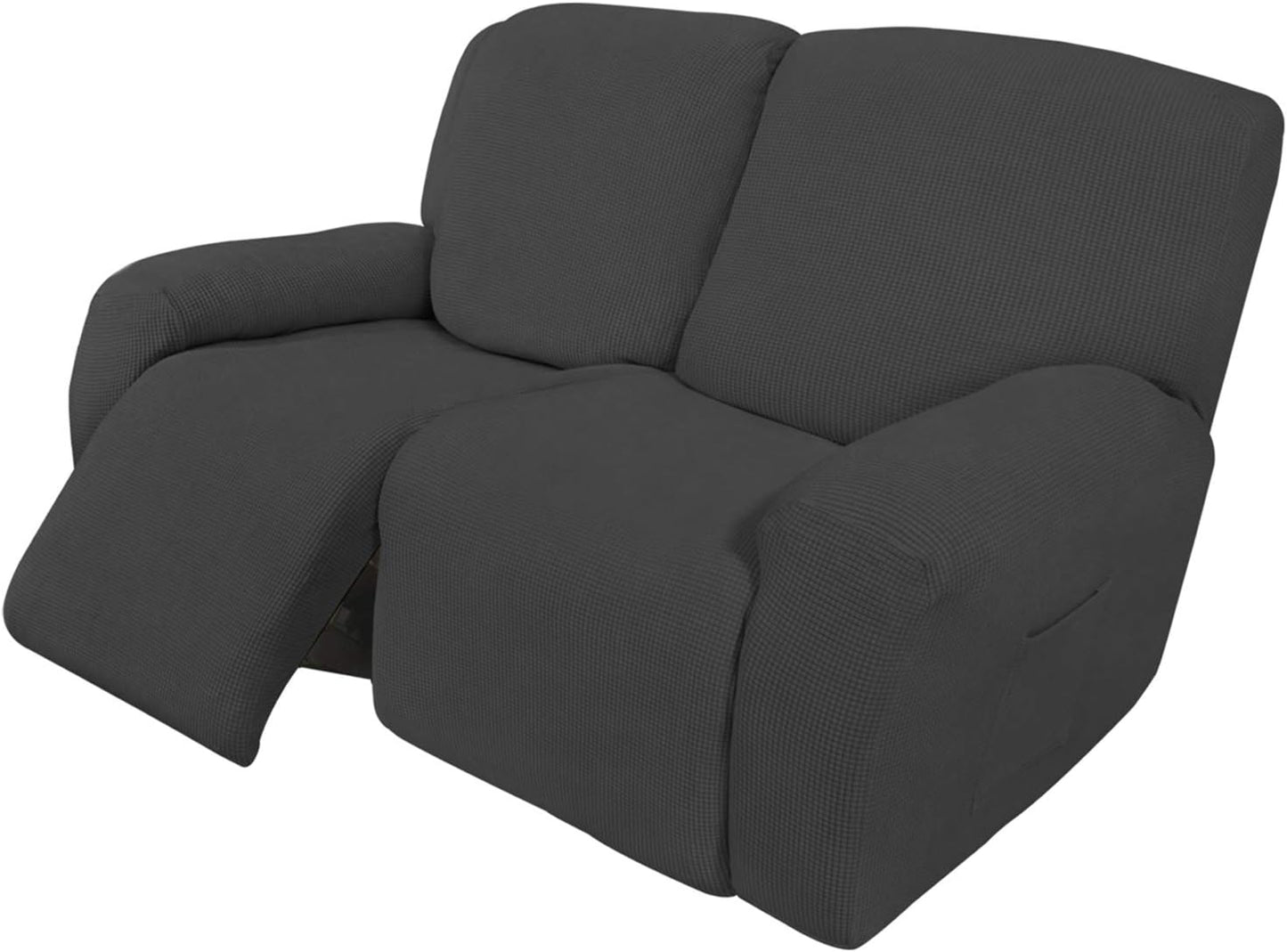 Recliner Stretch Sofa Slipcover Sofa Cover 4-Pieces Furniture Protector Couch Soft with Elastic Bottom Spandex Jacquard Fabric Small Checks(Large,Black)