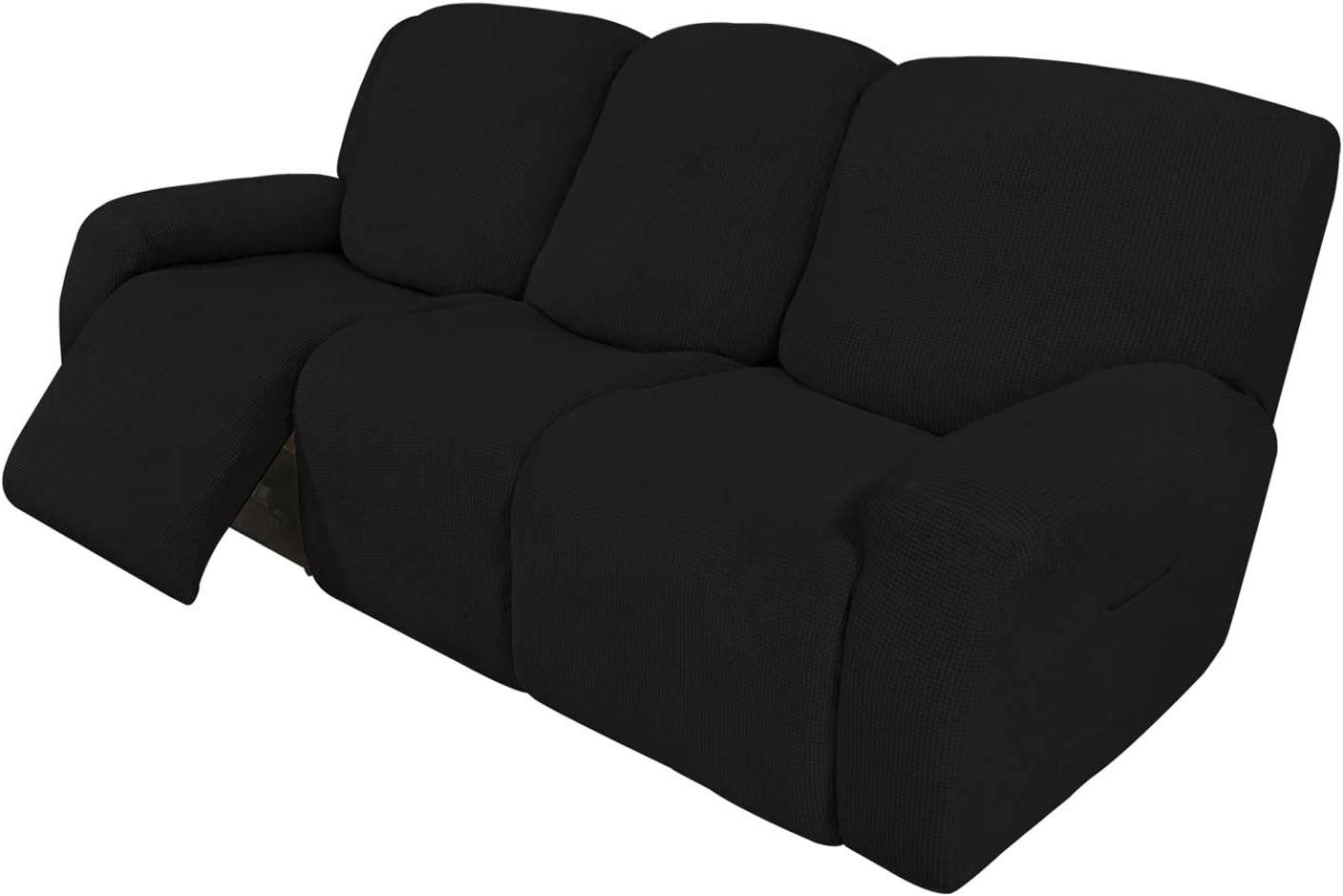 Recliner Stretch Sofa Slipcover Sofa Cover 4-Pieces Furniture Protector Couch Soft with Elastic Bottom Spandex Jacquard Fabric Small Checks(Large,Black)
