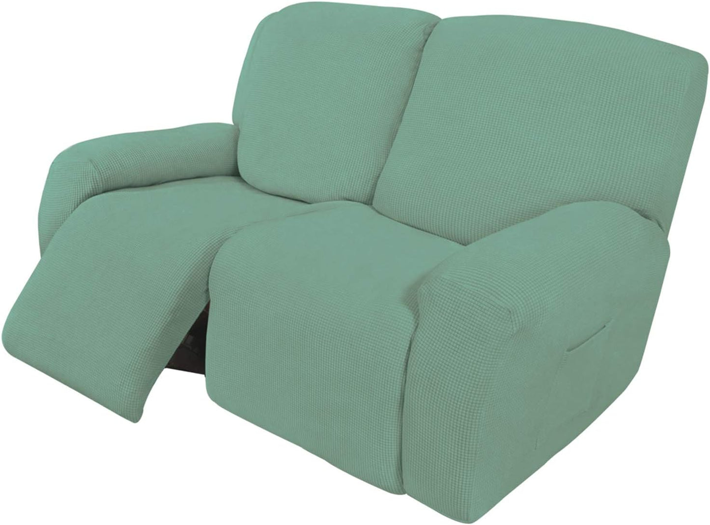 Recliner Stretch Sofa Slipcover Sofa Cover 4-Pieces Furniture Protector Couch Soft with Elastic Bottom Spandex Jacquard Fabric Small Checks(Large,Black)