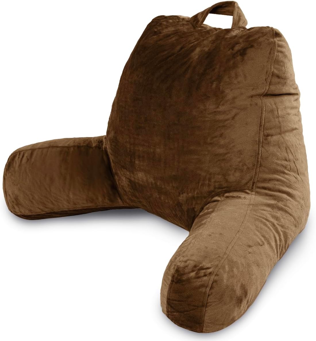 Reading Pillow with Shredded Memory Foam, Large Adult Backrest with Arms, Back Support for Sitting Up in Bed with Washable Cover (Sit up Pillow)