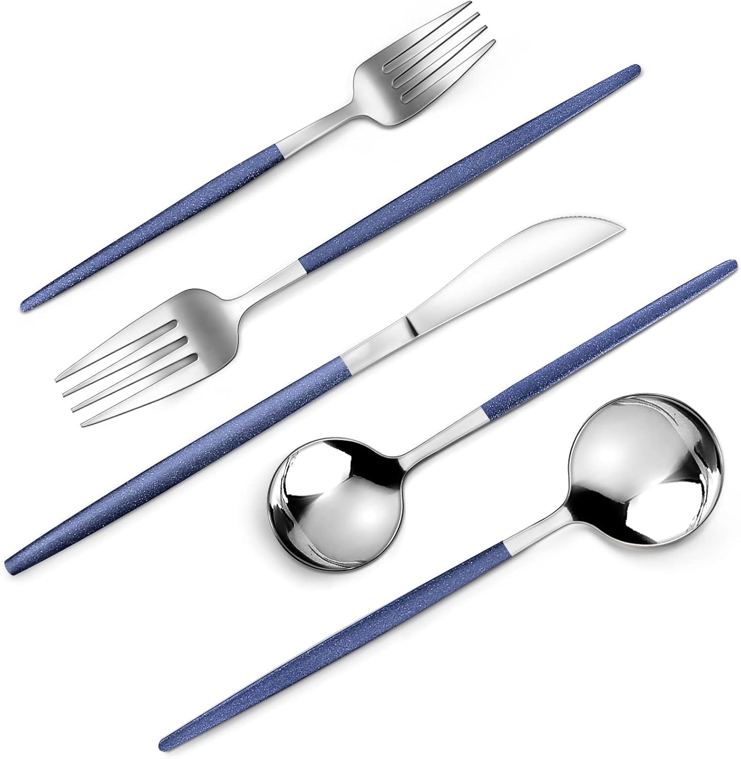 Matte Gold Silverware Set, 40-Piece Stainless Steel Flatware Set, Satin Finish tableware Cutlery Set, Service for 8, Home and Restaurant, Dishwasher Safe