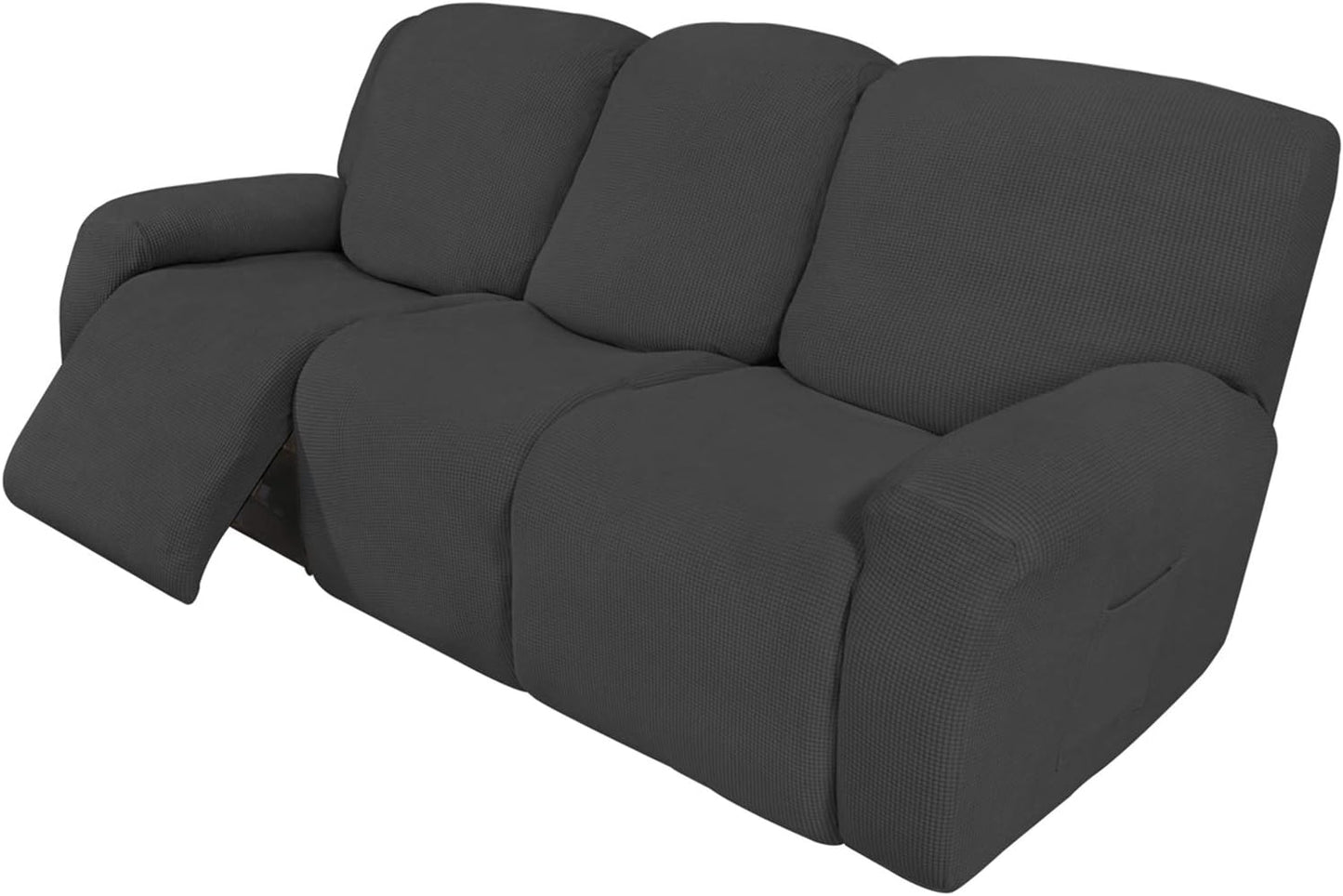 Recliner Stretch Sofa Slipcover Sofa Cover 4-Pieces Furniture Protector Couch Soft with Elastic Bottom Spandex Jacquard Fabric Small Checks(Large,Black)