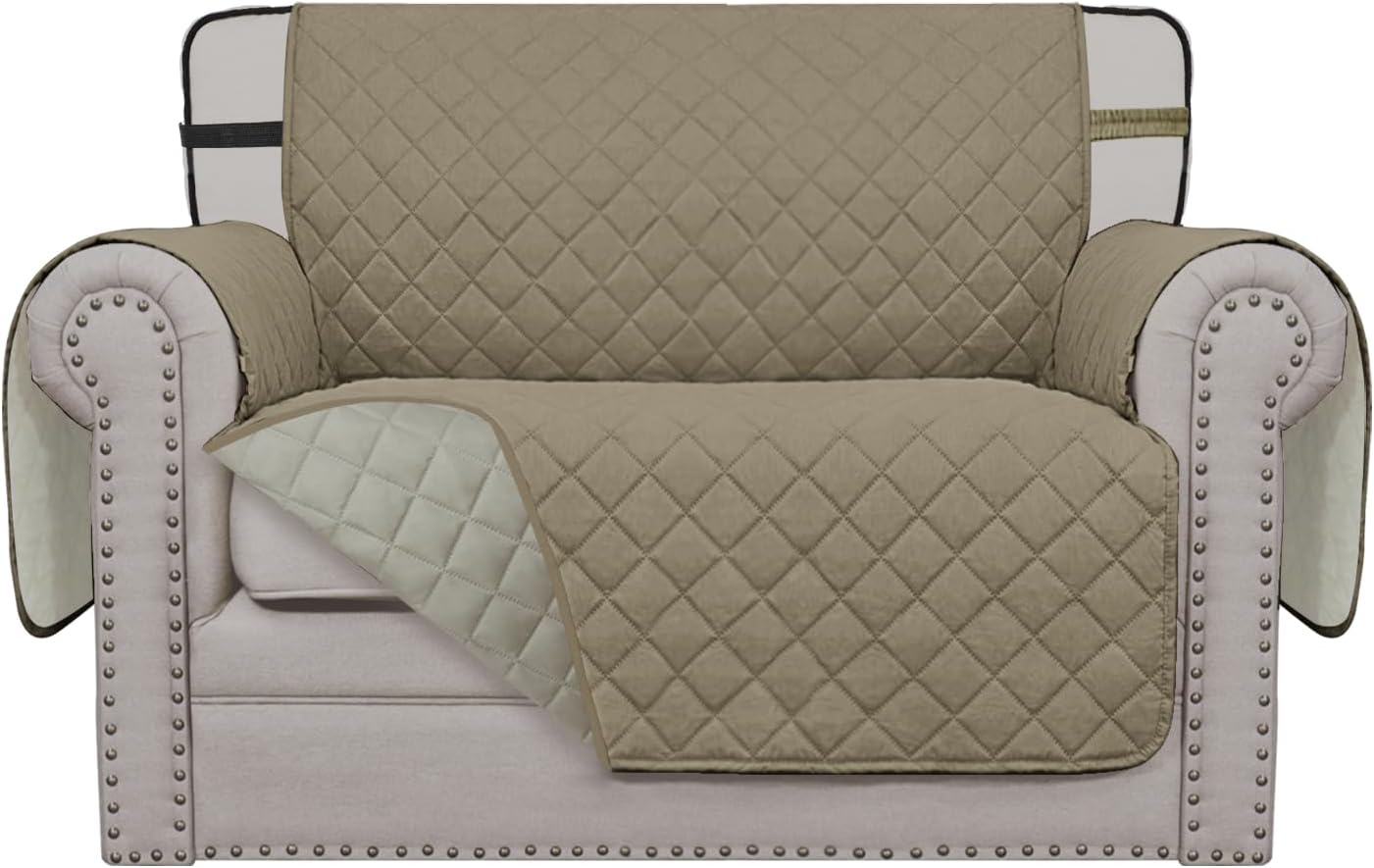 Reversible Couch Cover for 3 Cushion Couch Sofa Cover for Dogs Water Resistant Furniture Protector Cover with Foam Sticks Elastic Straps for Pet Cat (Sofa, Dark Blue/Light Blue)