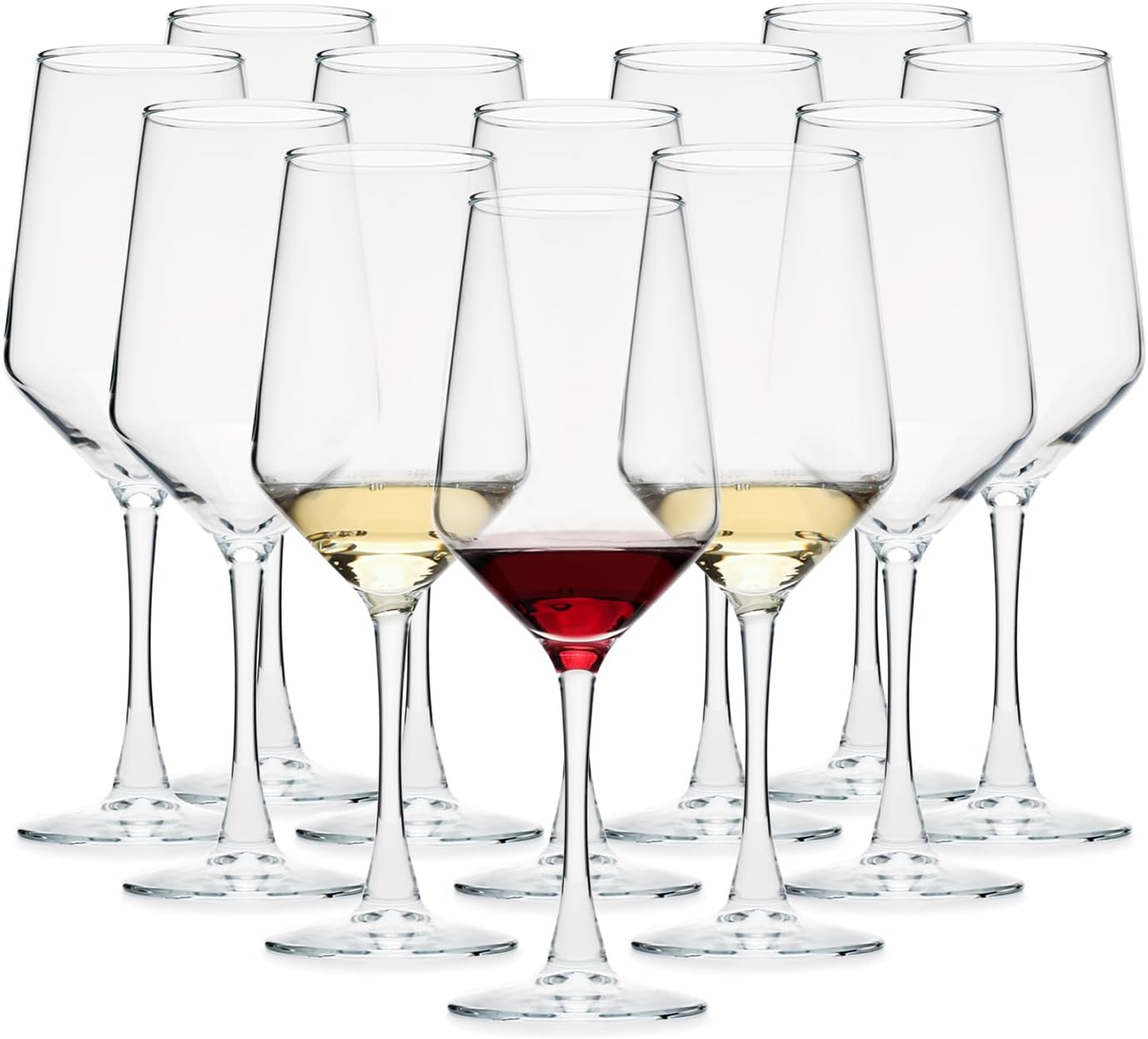 Wine Glasses Set of 12, 13.5oz Red & White Wine Glasses for Party, Long Stem Wine Glasses, Lead-free, Ideal Wine Accessories Gift (Clear)