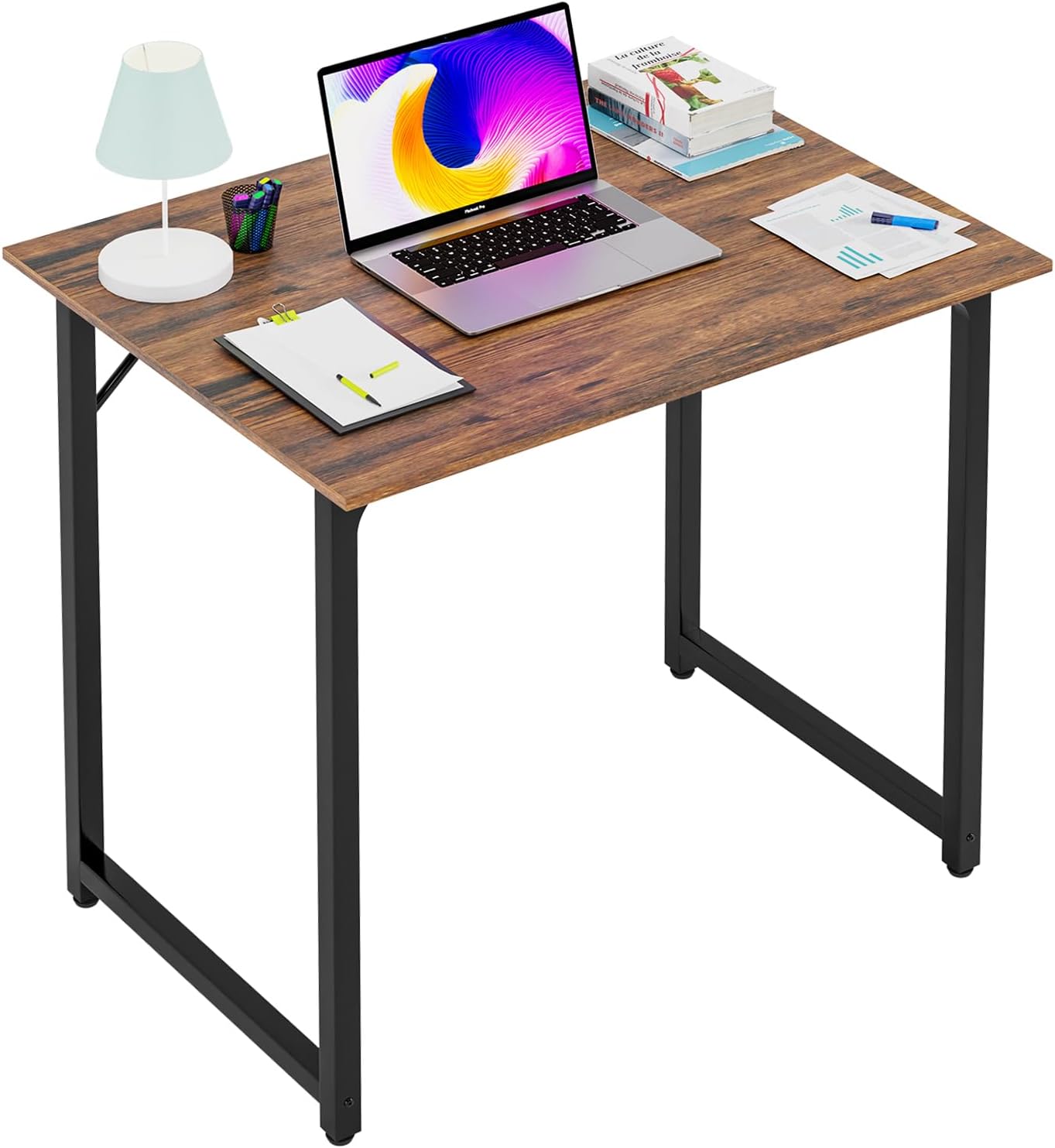 47 inch Computer Desk Gaming Desk Multi-Function Writing Table Student Art Modren Simple Style PC Wood and Metal Desk Workstation, Black