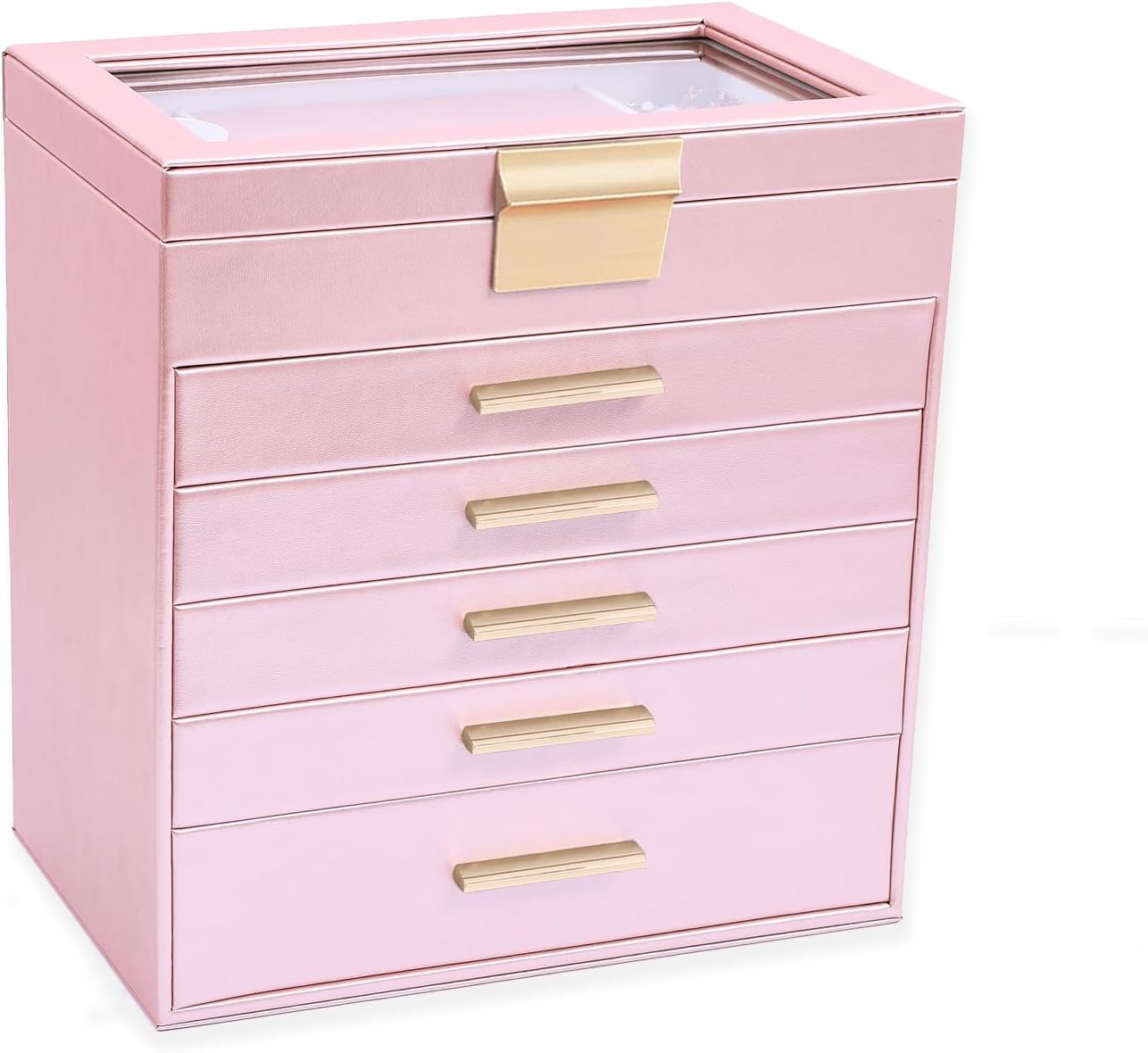 Jewelry Boxes for Women, White and Black 6 Layer Large Jewelry Box for Necklace, Bracelet, Earrings, Rings Storage, Jewelry holder Organizer for Girls Gift (Champagne, 6 layer)