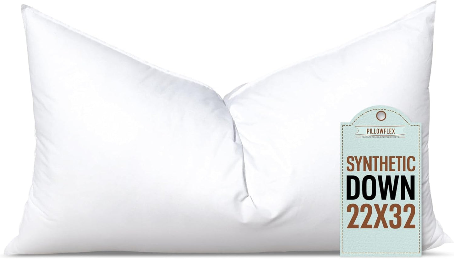 Synthetic Down Pillow Insert - 18x28 Down Alternative Pillow, Ultra Soft, Large Rectangle, Lumbar, Back, Sofa, Sleeping Pillow - 1 Decorative Pillow Form