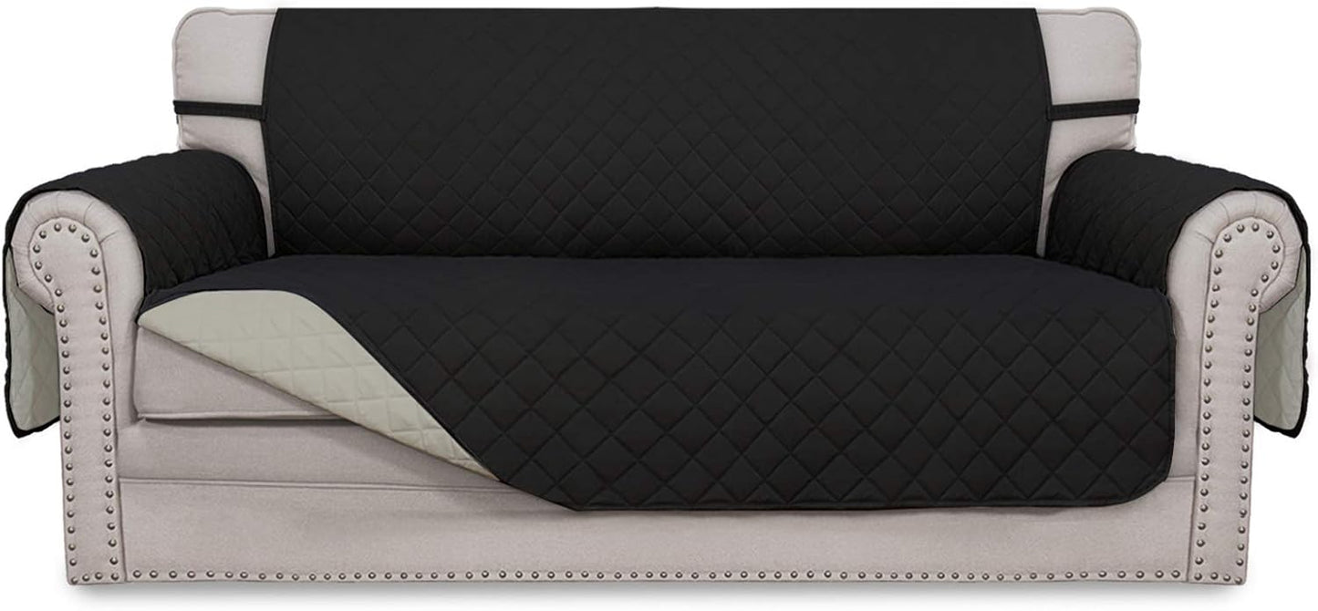 Reversible Couch Cover for 3 Cushion Couch Sofa Cover for Dogs Water Resistant Furniture Protector Cover with Foam Sticks Elastic Straps for Pet Cat (Sofa, Dark Blue/Light Blue)