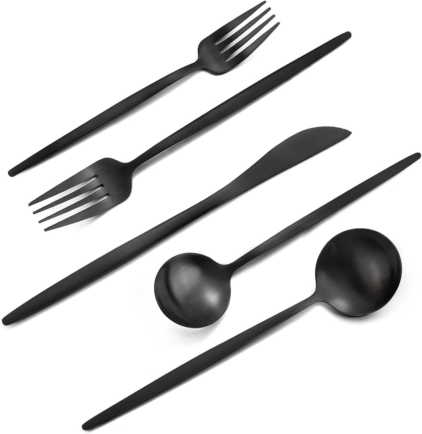 Matte Gold Silverware Set, 40-Piece Stainless Steel Flatware Set, Satin Finish tableware Cutlery Set, Service for 8, Home and Restaurant, Dishwasher Safe