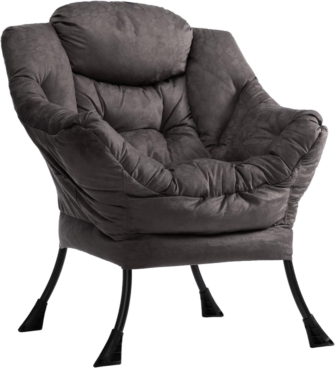 Fabric Large Lazy Chair for Living Room Accent Reading Chair Cozy Lounge Chair with Armrest Leisure Sofa Chair for Bedroom, Dorm, Dark Grey