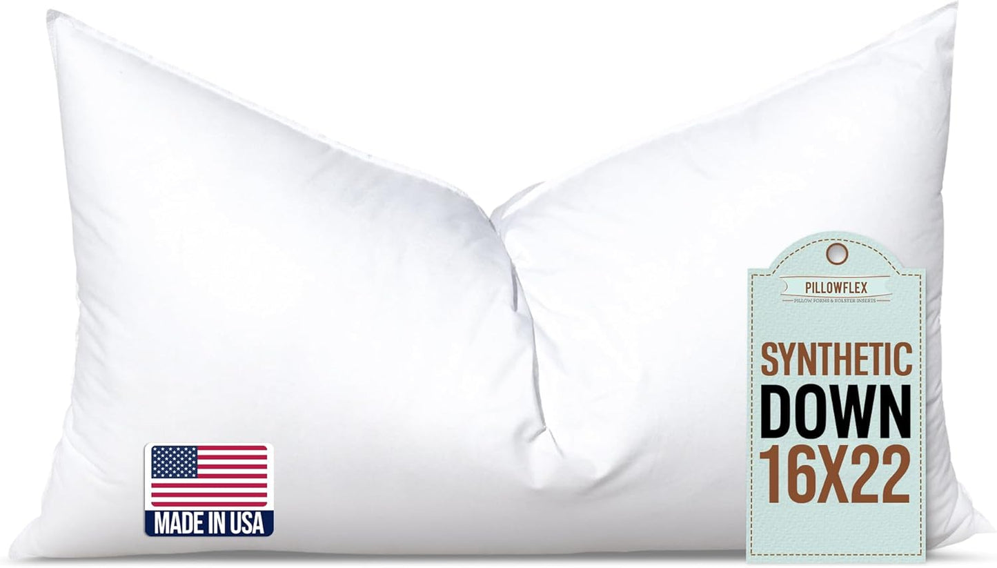 Synthetic Down Pillow Insert - 18x28 Down Alternative Pillow, Ultra Soft, Large Rectangle, Lumbar, Back, Sofa, Sleeping Pillow - 1 Decorative Pillow Form