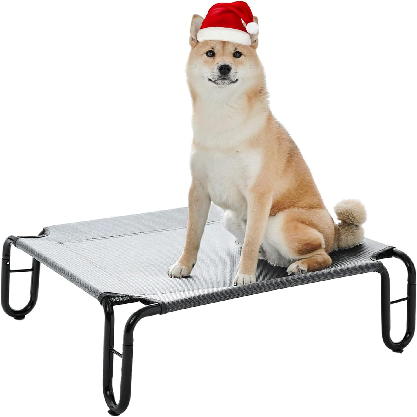 Elevated Outdoor Dog Bed - Raised Dog Bed for Large Dogs, Waterproof Dog Cot Bed Easy to Assemble, Cooling Elevated Dog Bed with Breathable Teslin Mesh, Durable, Non Slip, Up to 65 lbs,Grey