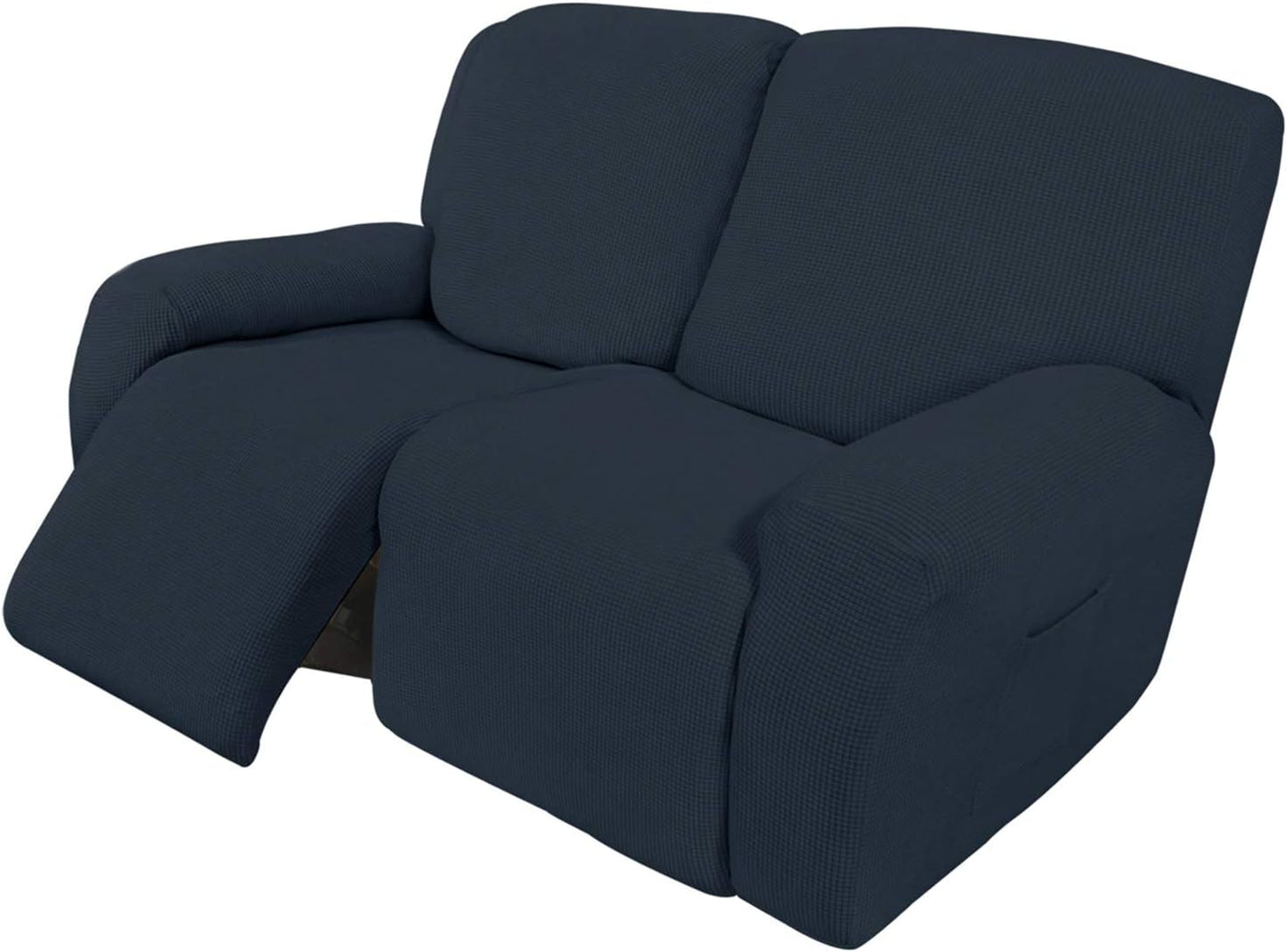 Recliner Stretch Sofa Slipcover Sofa Cover 4-Pieces Furniture Protector Couch Soft with Elastic Bottom Spandex Jacquard Fabric Small Checks(Large,Black)