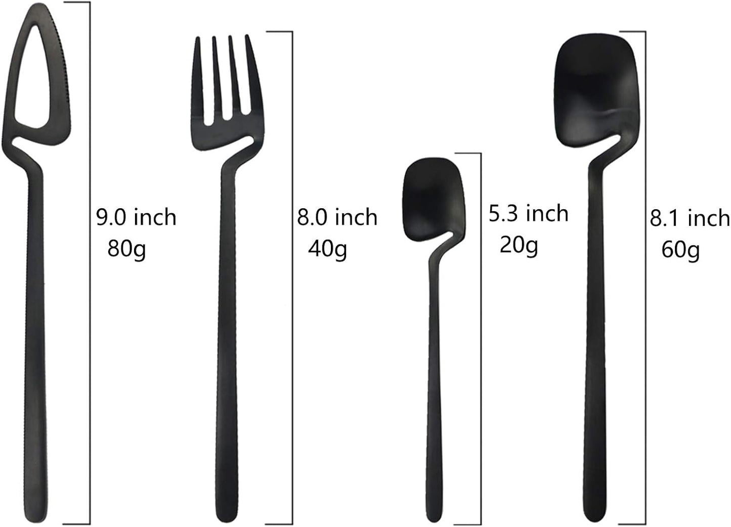 Silverware Set Satin Finish 24-Piece Stainless Steel Flatware Set Kitchen Utensil Set Service for 6 Tableware Cutlery Set Dishwasher Safe (Matte Black)