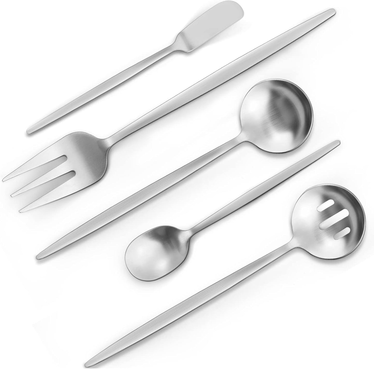 Matte Gold Silverware Set, 40-Piece Stainless Steel Flatware Set, Satin Finish tableware Cutlery Set, Service for 8, Home and Restaurant, Dishwasher Safe