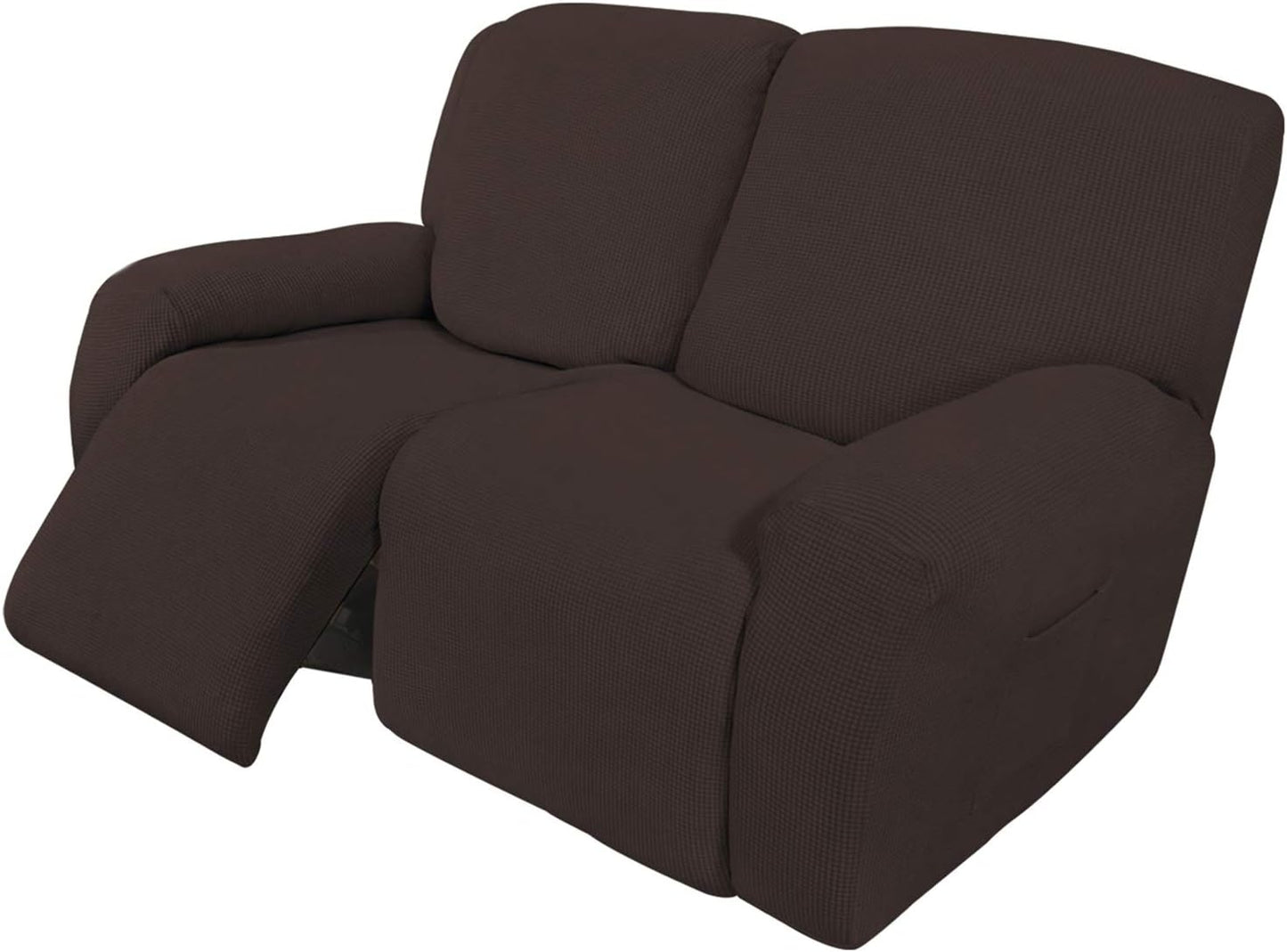 Recliner Stretch Sofa Slipcover Sofa Cover 4-Pieces Furniture Protector Couch Soft with Elastic Bottom Spandex Jacquard Fabric Small Checks(Large,Black)