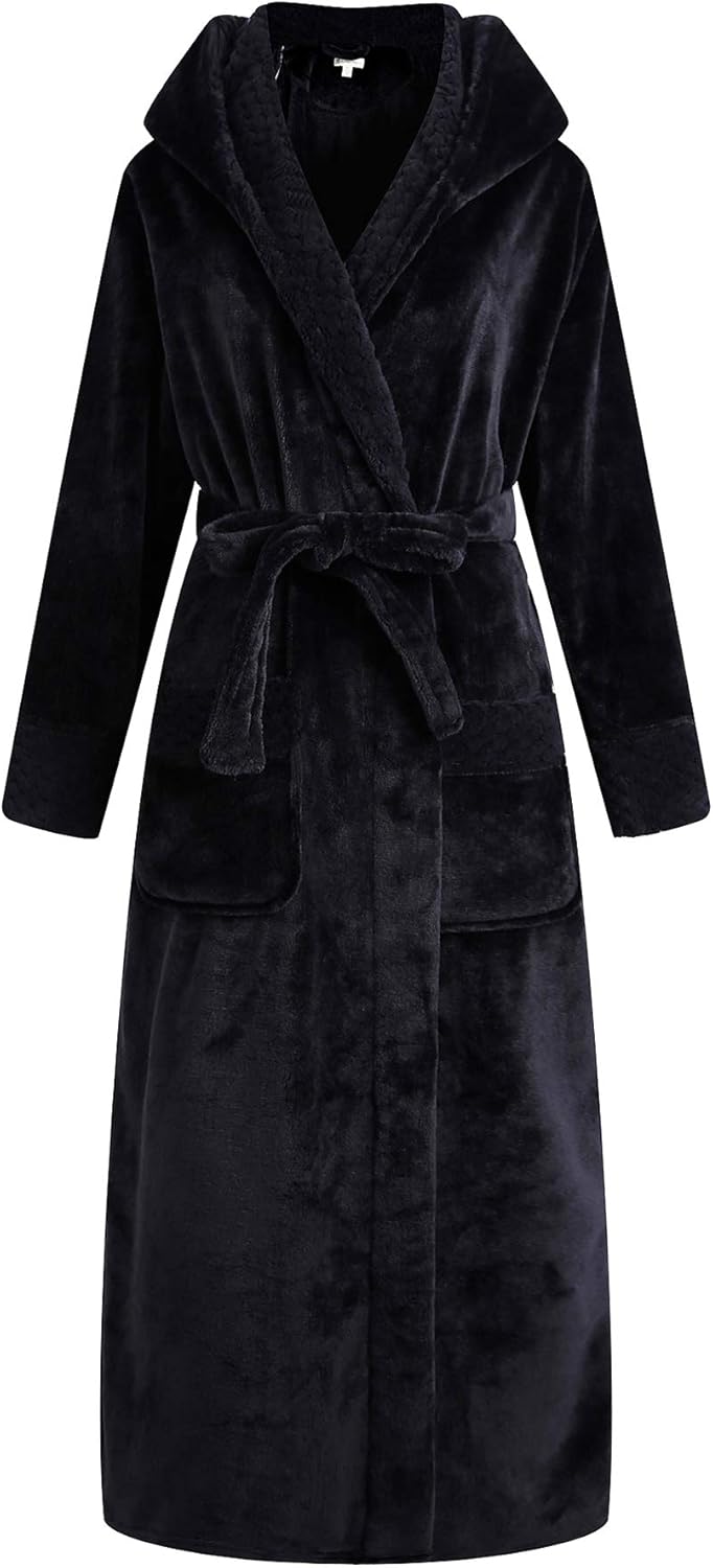 Women's Plush Soft Warm Fleece Bathrobe Robe