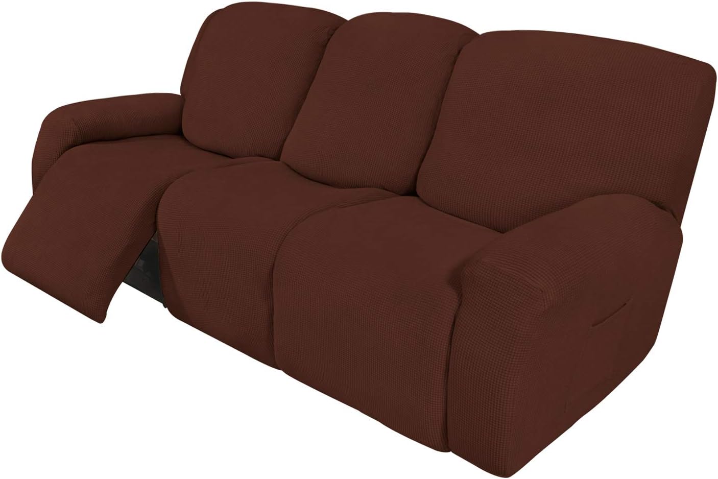 Recliner Stretch Sofa Slipcover Sofa Cover 4-Pieces Furniture Protector Couch Soft with Elastic Bottom Spandex Jacquard Fabric Small Checks(Large,Black)