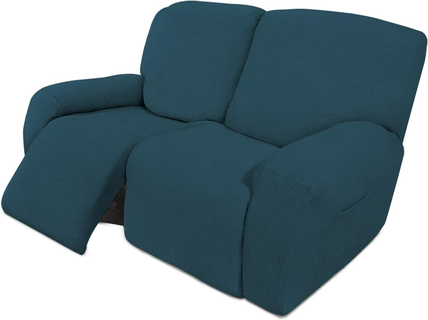 Recliner Stretch Sofa Slipcover Sofa Cover 4-Pieces Furniture Protector Couch Soft with Elastic Bottom Spandex Jacquard Fabric Small Checks(Large,Black)