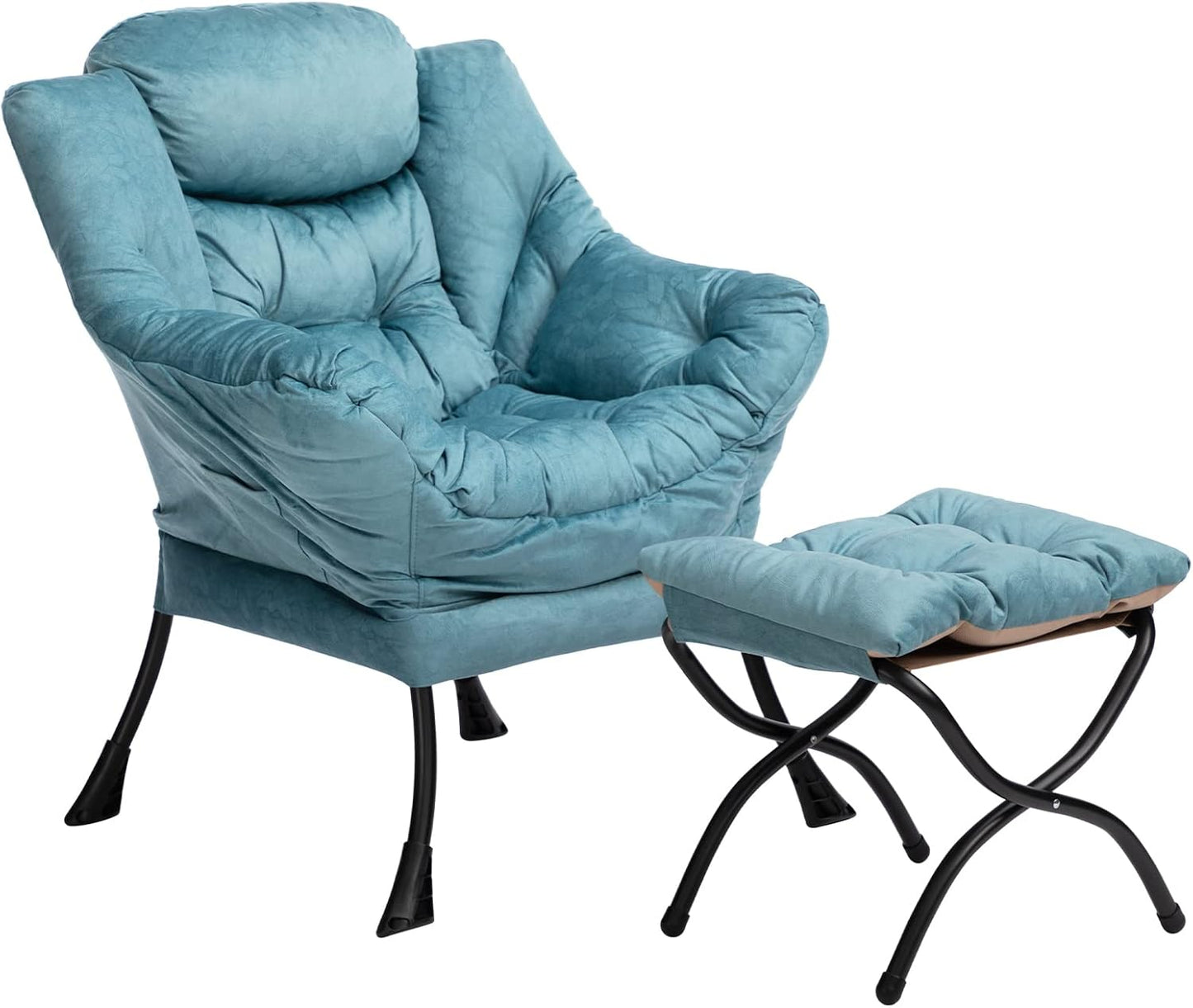 Fabric Large Lazy Chair for Living Room Accent Reading Chair Cozy Lounge Chair with Armrest Leisure Sofa Chair for Bedroom, Dorm, Dark Grey