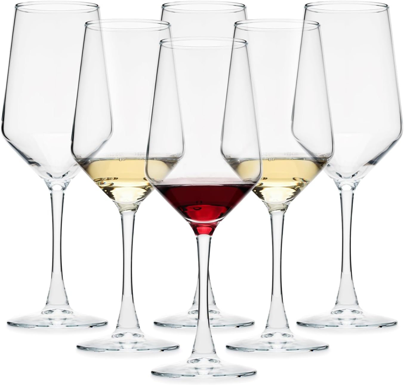 Wine Glasses Set of 12, 13.5oz Red & White Wine Glasses for Party, Long Stem Wine Glasses, Lead-free, Ideal Wine Accessories Gift (Clear)