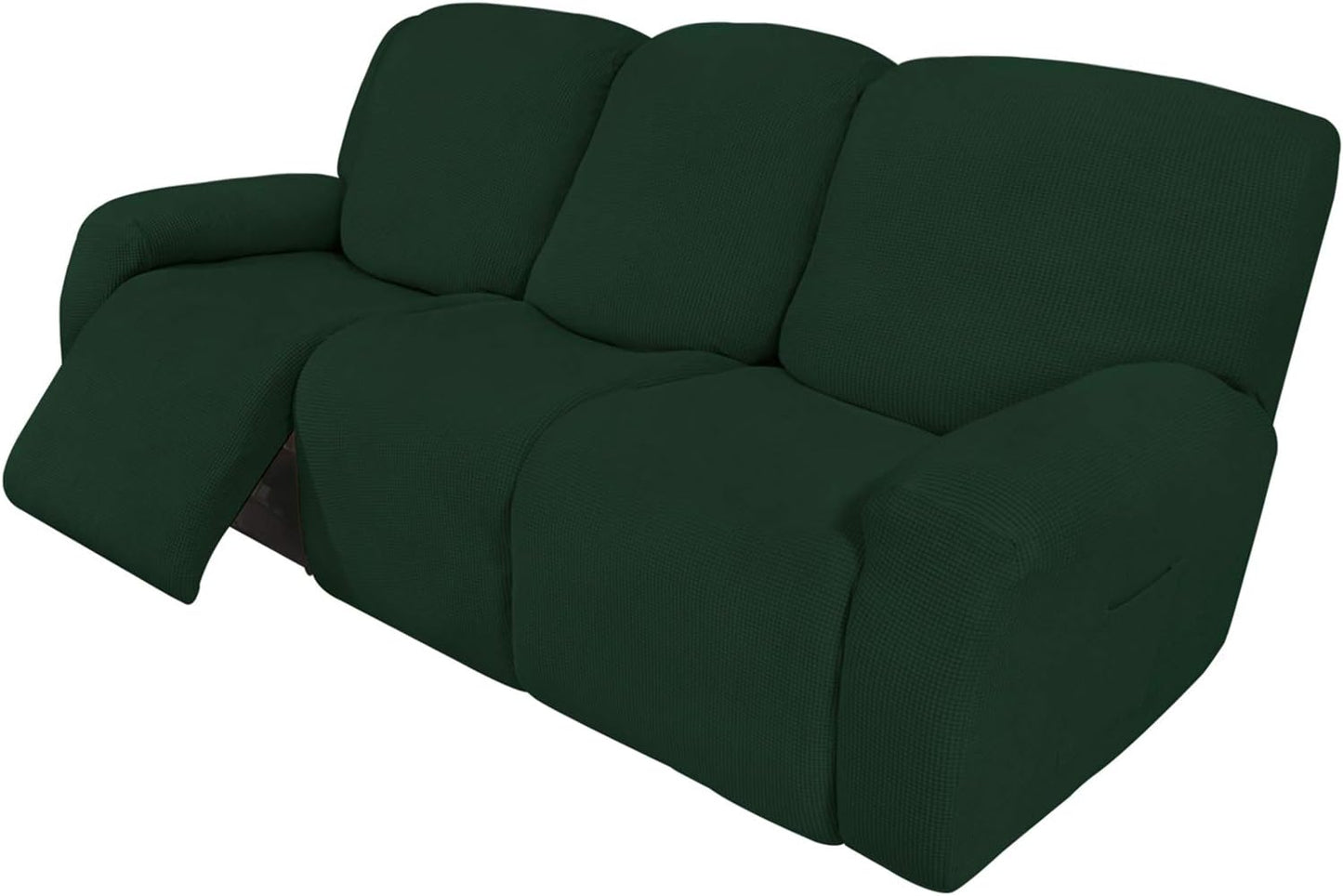 Recliner Stretch Sofa Slipcover Sofa Cover 4-Pieces Furniture Protector Couch Soft with Elastic Bottom Spandex Jacquard Fabric Small Checks(Large,Black)