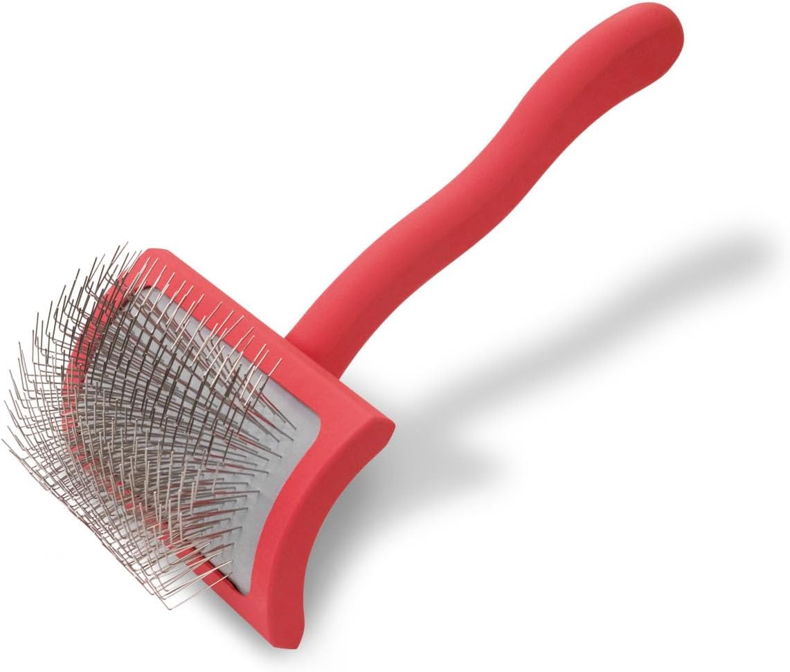 Dog Slicker Brush, Groom Like a Professional, Fluff Detangle Style, Saves Time Energy, Made in Germany, Coral, Medium