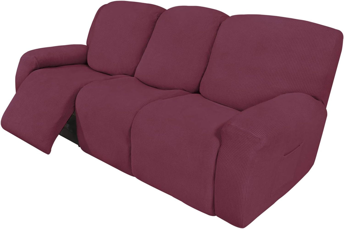 Recliner Stretch Sofa Slipcover Sofa Cover 4-Pieces Furniture Protector Couch Soft with Elastic Bottom Spandex Jacquard Fabric Small Checks(Large,Black)