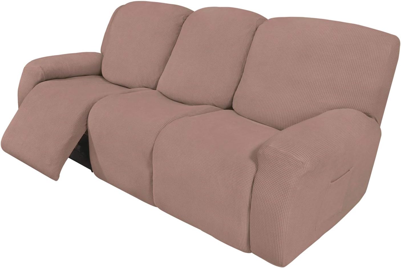 Recliner Stretch Sofa Slipcover Sofa Cover 4-Pieces Furniture Protector Couch Soft with Elastic Bottom Spandex Jacquard Fabric Small Checks(Large,Black)