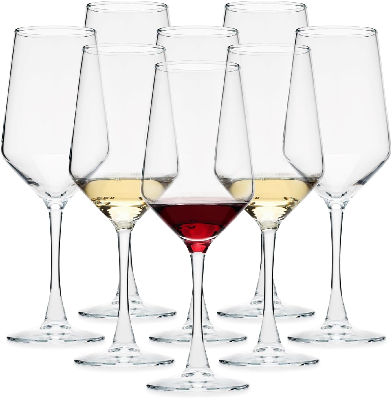 Wine Glasses Set of 12, 13.5oz Red & White Wine Glasses for Party, Long Stem Wine Glasses, Lead-free, Ideal Wine Accessories Gift (Clear)