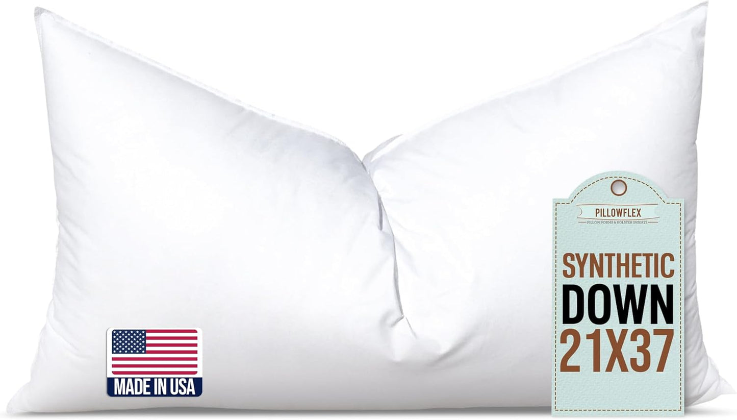 Synthetic Down Pillow Insert - 18x28 Down Alternative Pillow, Ultra Soft, Large Rectangle, Lumbar, Back, Sofa, Sleeping Pillow - 1 Decorative Pillow Form