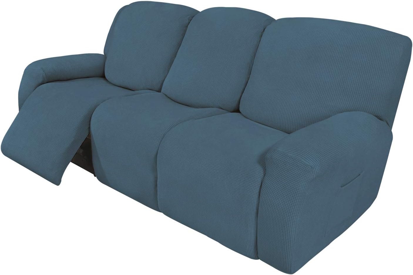 Recliner Stretch Sofa Slipcover Sofa Cover 4-Pieces Furniture Protector Couch Soft with Elastic Bottom Spandex Jacquard Fabric Small Checks(Large,Black)