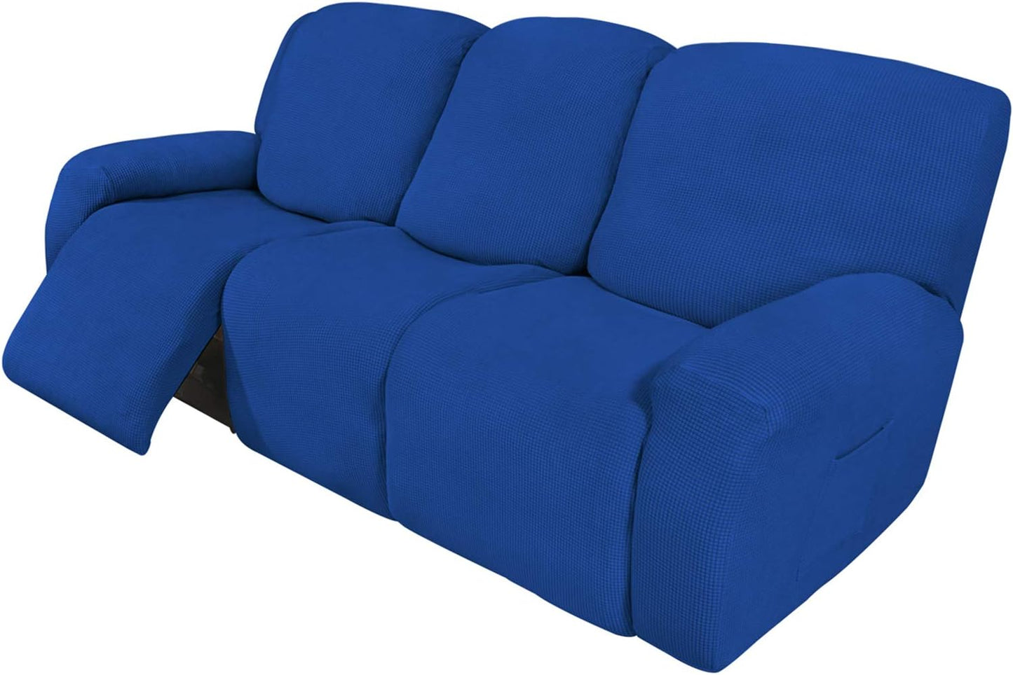 Recliner Stretch Sofa Slipcover Sofa Cover 4-Pieces Furniture Protector Couch Soft with Elastic Bottom Spandex Jacquard Fabric Small Checks(Large,Black)