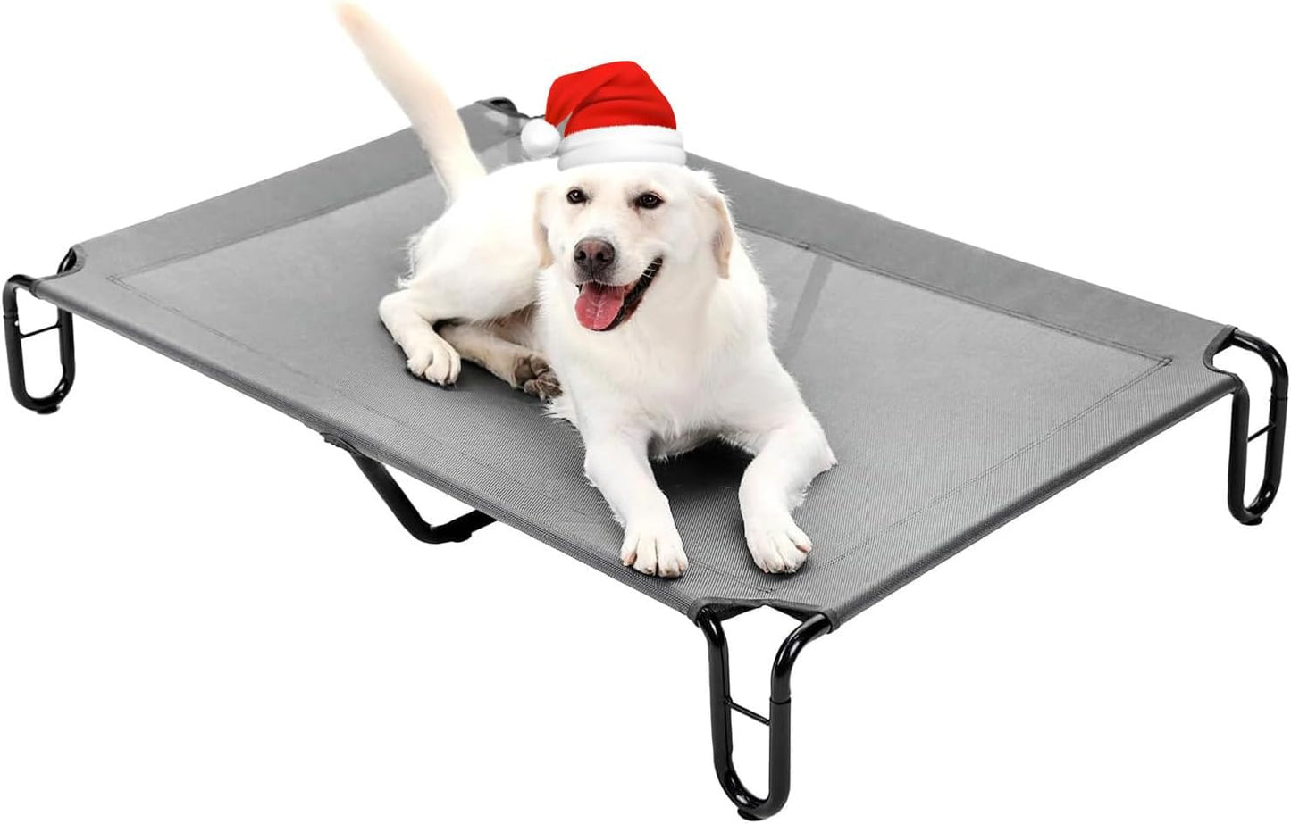 Elevated Outdoor Dog Bed - Raised Dog Bed for Large Dogs, Waterproof Dog Cot Bed Easy to Assemble, Cooling Elevated Dog Bed with Breathable Teslin Mesh, Durable, Non Slip, Up to 65 lbs,Grey