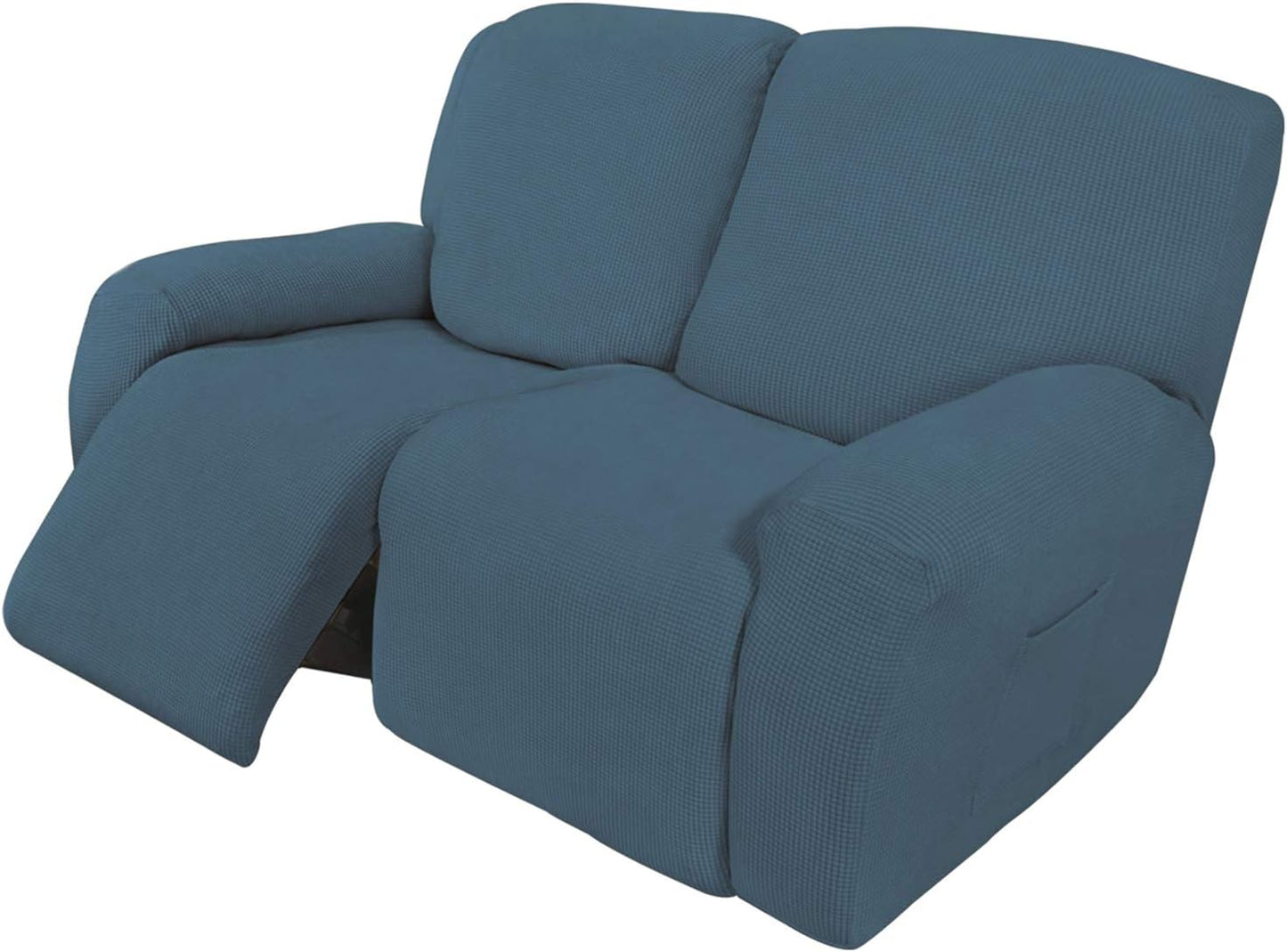Recliner Stretch Sofa Slipcover Sofa Cover 4-Pieces Furniture Protector Couch Soft with Elastic Bottom Spandex Jacquard Fabric Small Checks(Large,Black)
