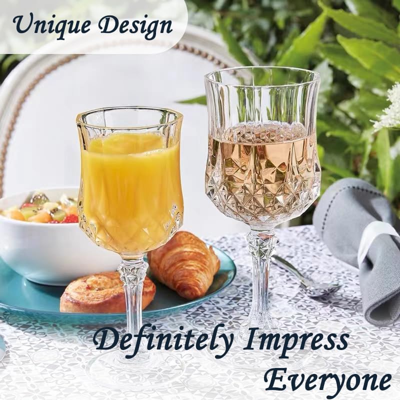 Transparent Plastic Wine Glasses,Transparent Plastic Goblets for Parties,Transparent Drinking Glasses for Wedding Reception, Grand Event Party Supplies (24, transparent)