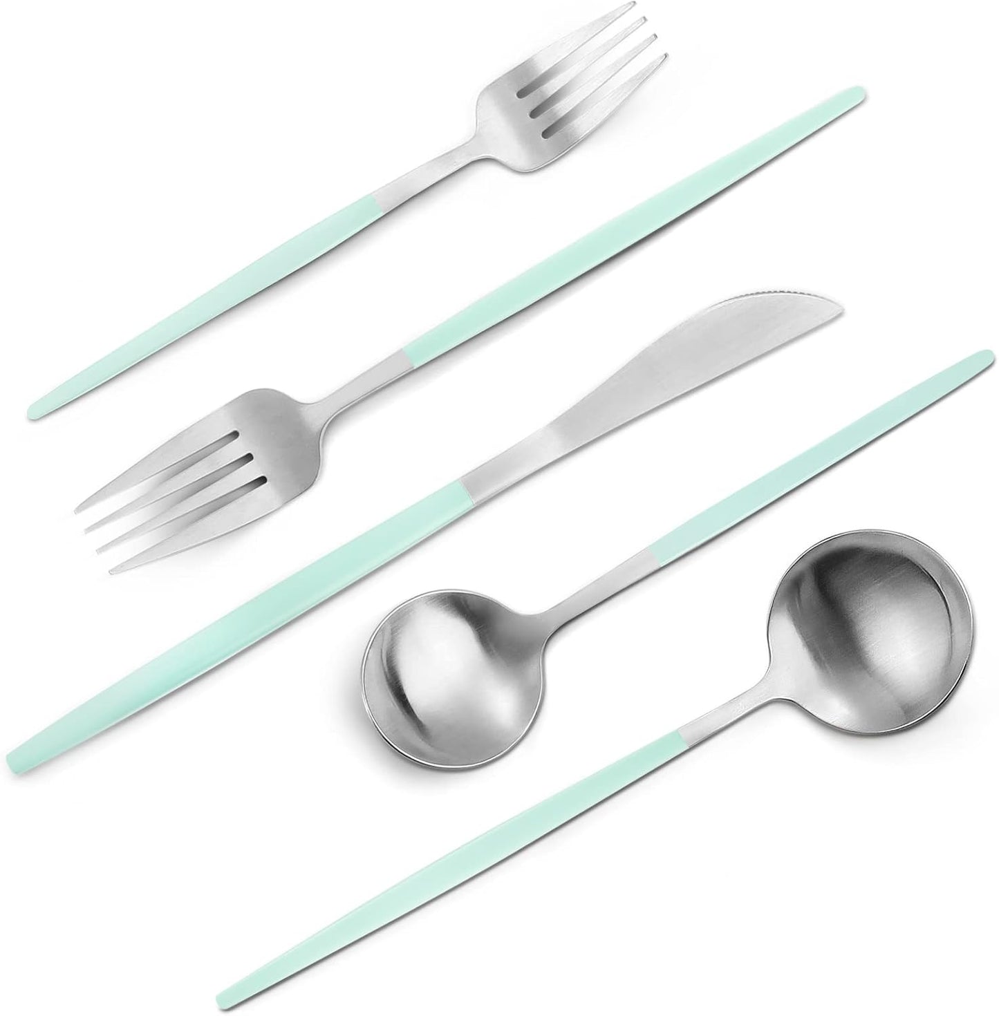 Matte Gold Silverware Set, 40-Piece Stainless Steel Flatware Set, Satin Finish tableware Cutlery Set, Service for 8, Home and Restaurant, Dishwasher Safe