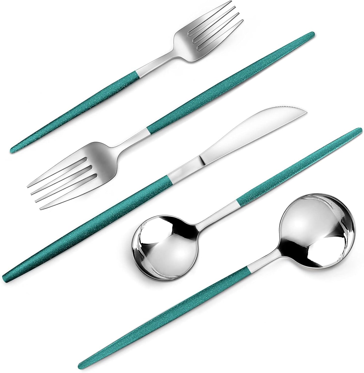 Matte Gold Silverware Set, 40-Piece Stainless Steel Flatware Set, Satin Finish tableware Cutlery Set, Service for 8, Home and Restaurant, Dishwasher Safe