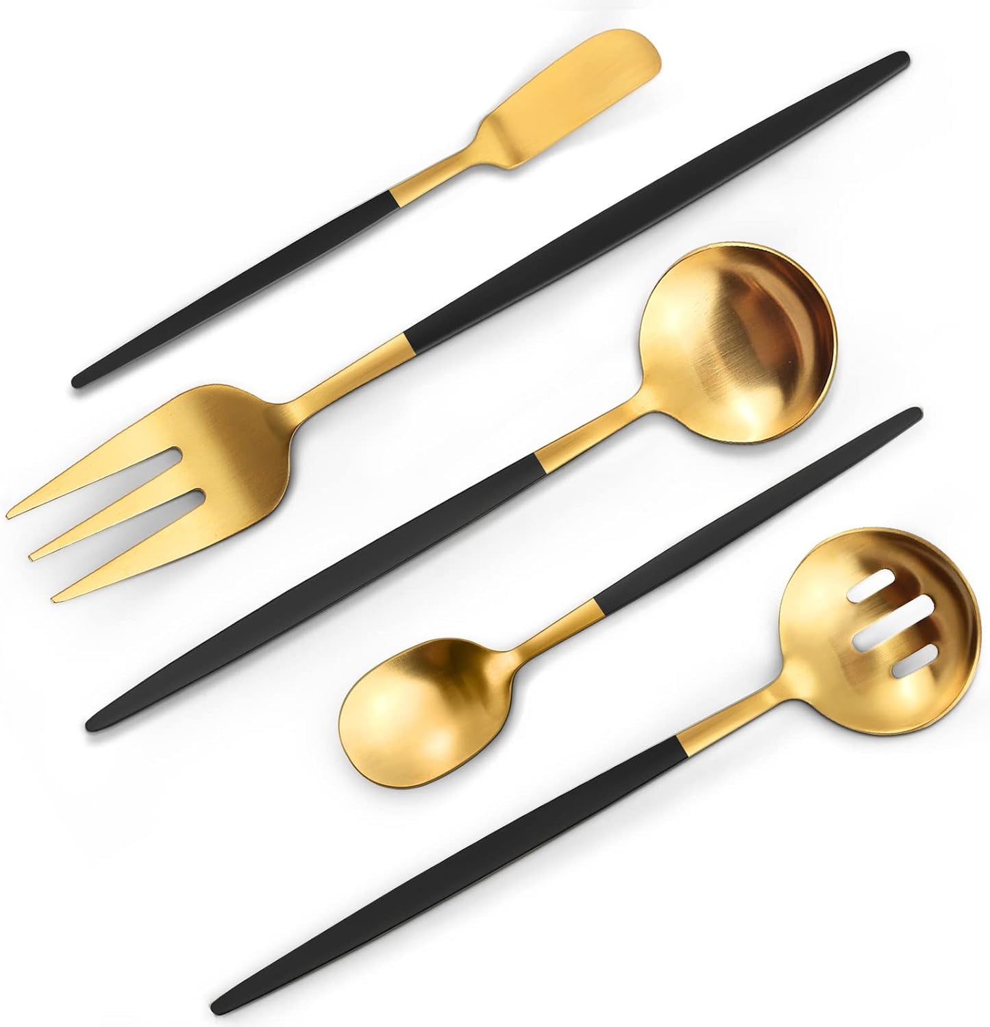 Matte Gold Silverware Set, 40-Piece Stainless Steel Flatware Set, Satin Finish tableware Cutlery Set, Service for 8, Home and Restaurant, Dishwasher Safe