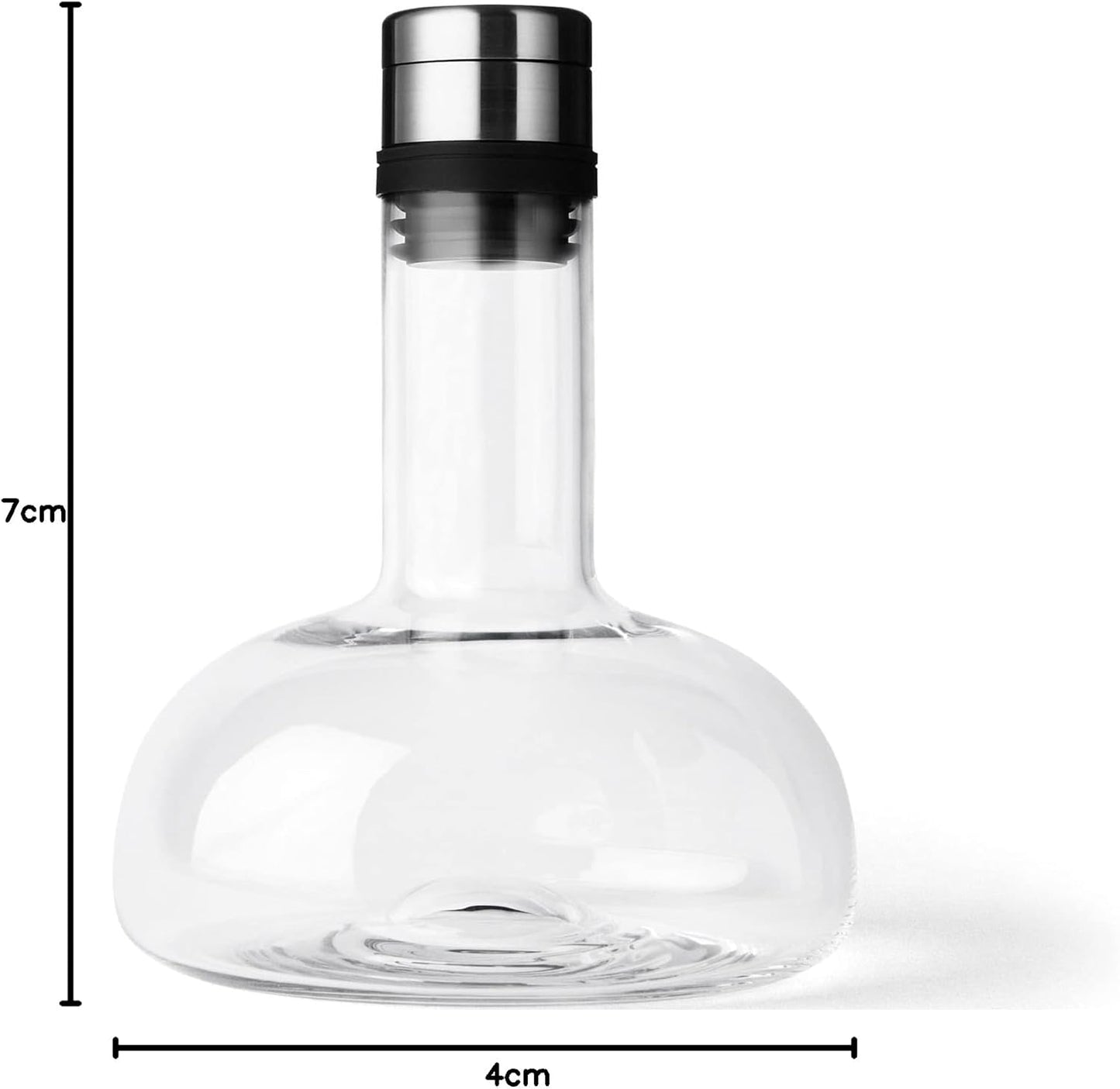 MENU Wine Breather for Red Wine, High-End Quality Glass Decanter, Original Scandinavian Designer Carafe with Built In Functional Aeator, Wine Accessory for Serving and Decanting (Clear-Silver)
