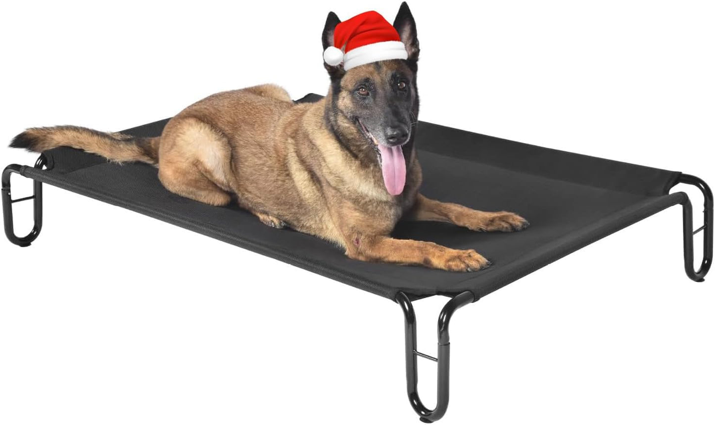 Elevated Outdoor Dog Bed - Raised Dog Bed for Large Dogs, Waterproof Dog Cot Bed Easy to Assemble, Cooling Elevated Dog Bed with Breathable Teslin Mesh, Durable, Non Slip, Up to 65 lbs,Grey