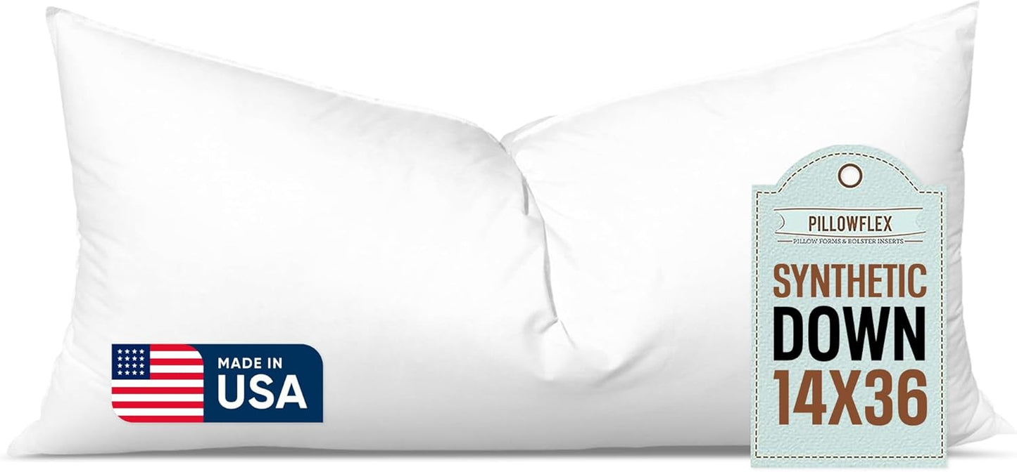 Synthetic Down Pillow Insert - 18x28 Down Alternative Pillow, Ultra Soft, Large Rectangle, Lumbar, Back, Sofa, Sleeping Pillow - 1 Decorative Pillow Form