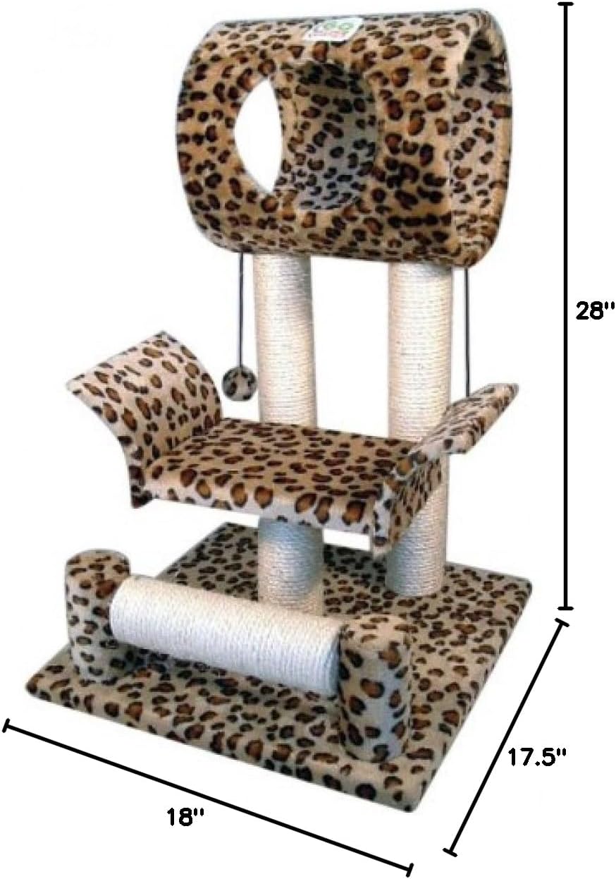 Cat Tree Condo House, 18W x 17.5L x 28H Inches, Leopard