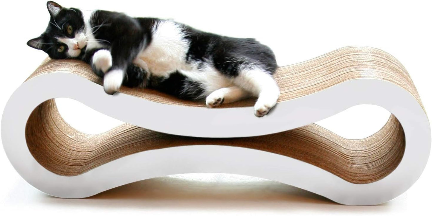 Ultimate Cat Scratcher Lounge, Reversible Infinity Style in Multiple Colors. Made from Recycled Corrugated Cardboard, Durable & Long Lasting