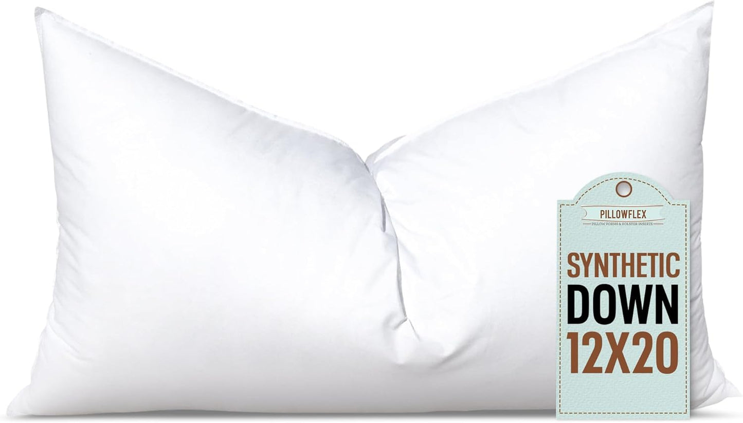 Synthetic Down Pillow Insert - 18x28 Down Alternative Pillow, Ultra Soft, Large Rectangle, Lumbar, Back, Sofa, Sleeping Pillow - 1 Decorative Pillow Form