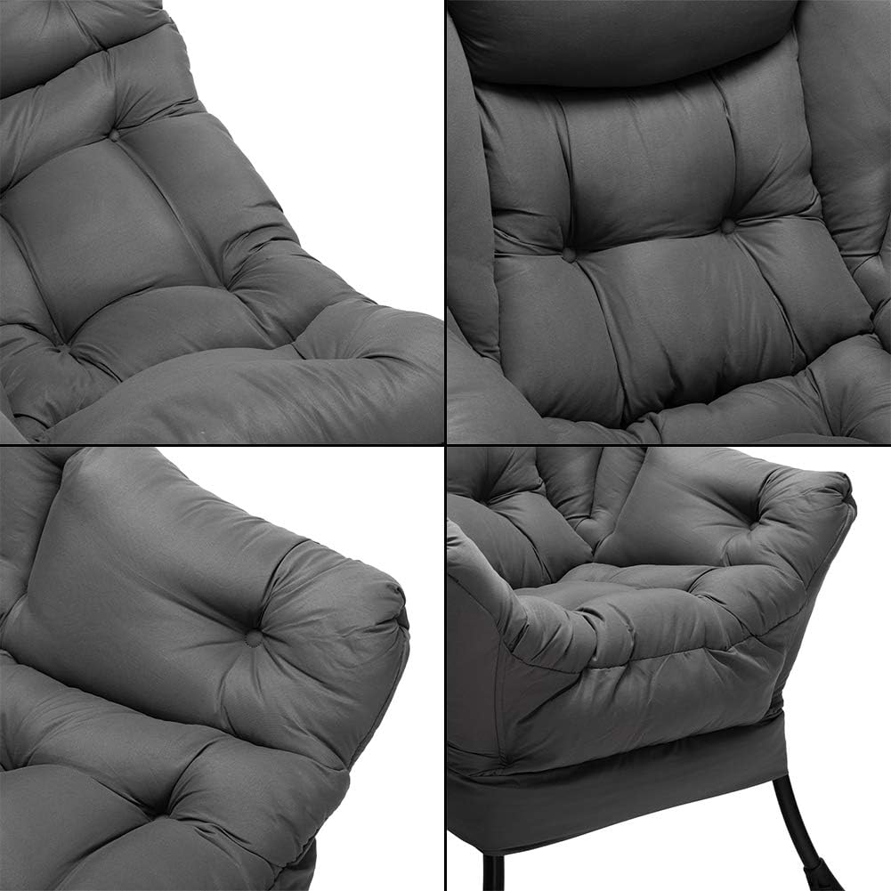 Fabric Large Lazy Chair for Living Room Accent Reading Chair Cozy Lounge Chair with Armrest Leisure Sofa Chair for Bedroom, Dorm, Dark Grey